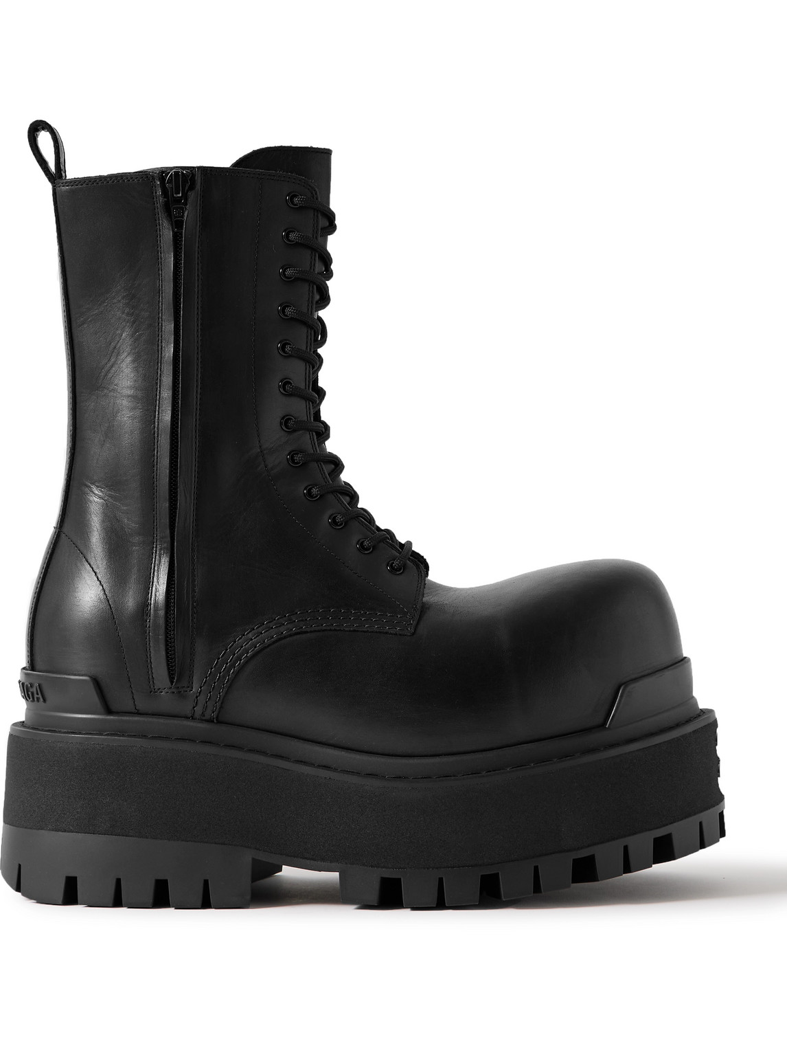 Balenciaga Giant Logo-embellished Leather Boots In Black