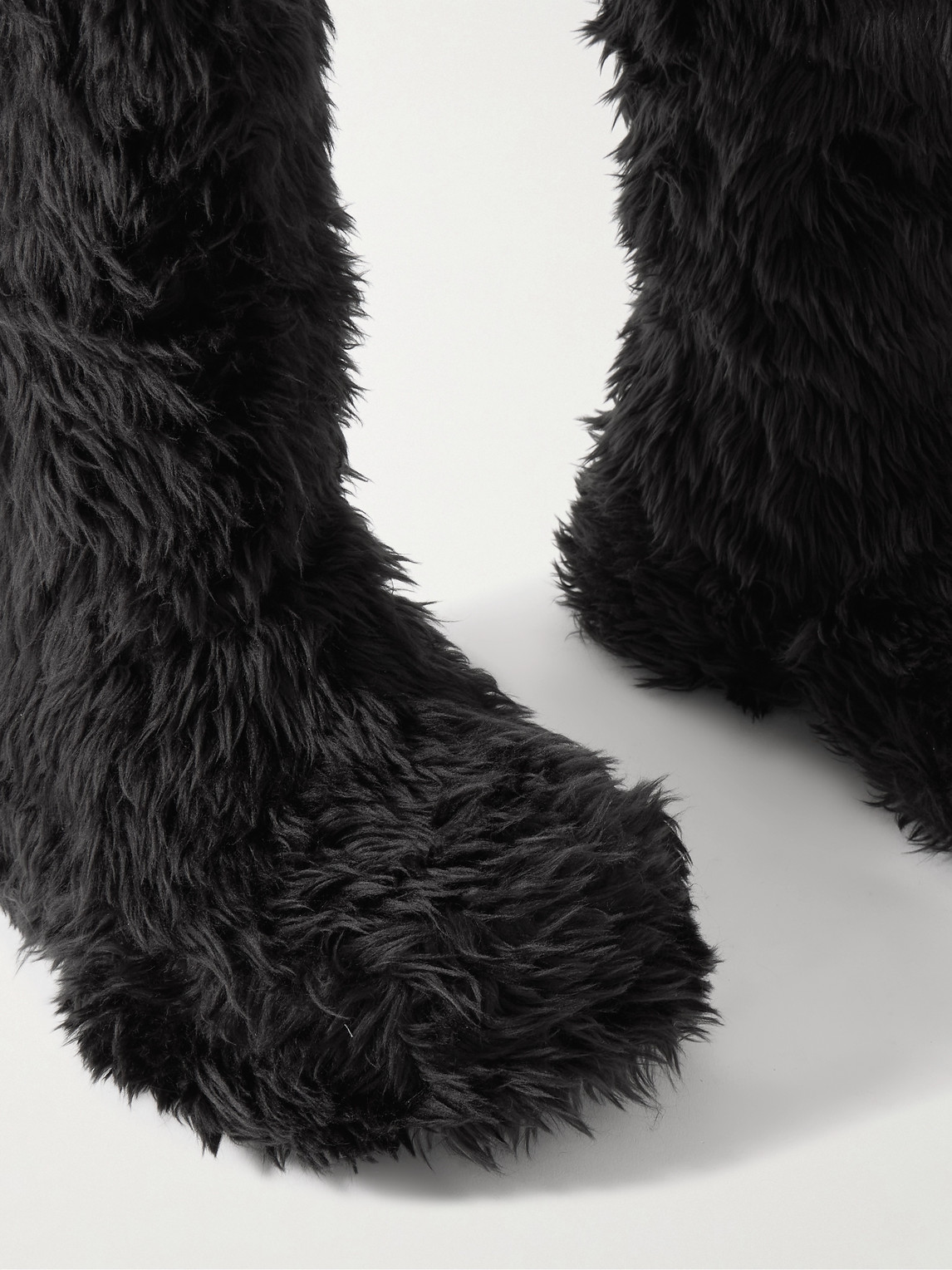 Balenciaga Crocs Faux Fur And Rubber Platform Boots In Black