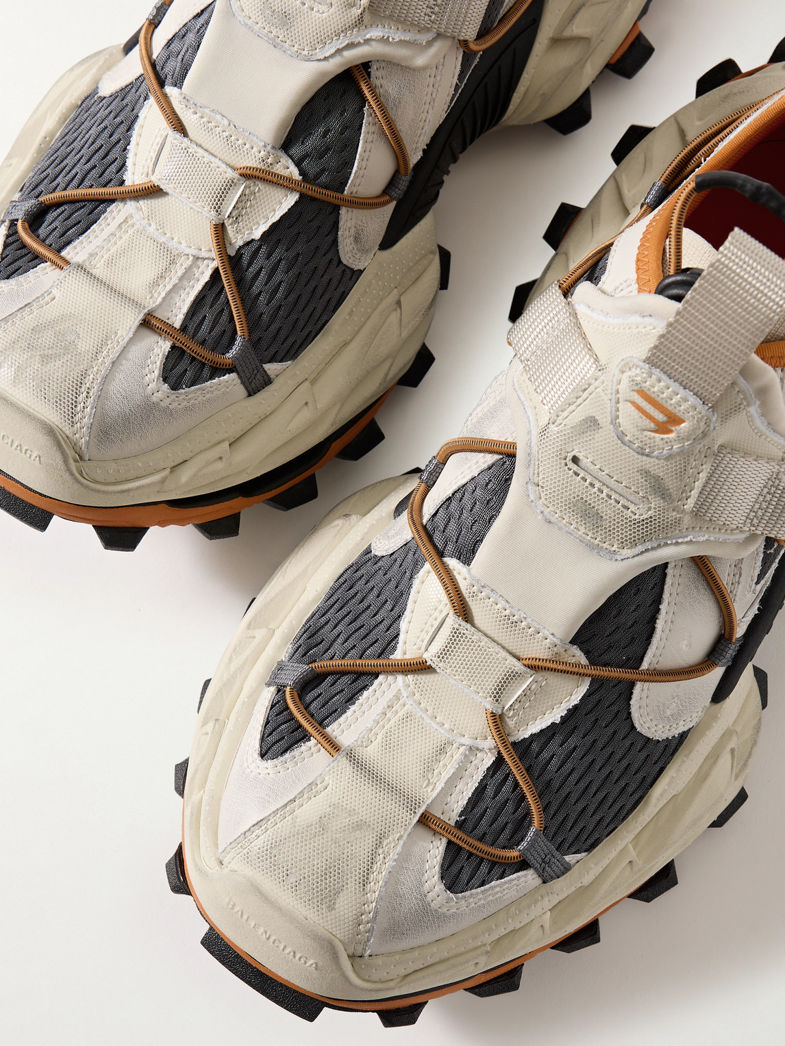 Balenciaga Multicolor Synthetic Leather And Mesh Hike Sneakers In Neutrals