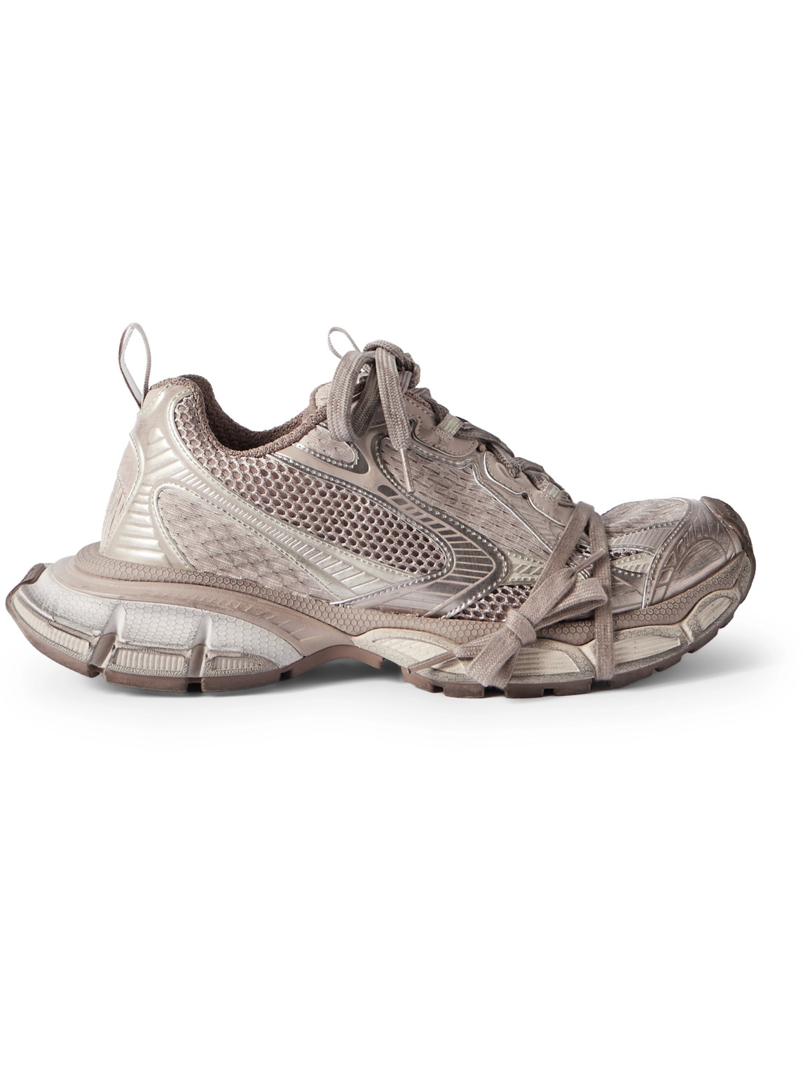 Balenciaga Men '3xl' Grey Low Top Sneakers With Logo Detail In Tech Fabric Man In Gray