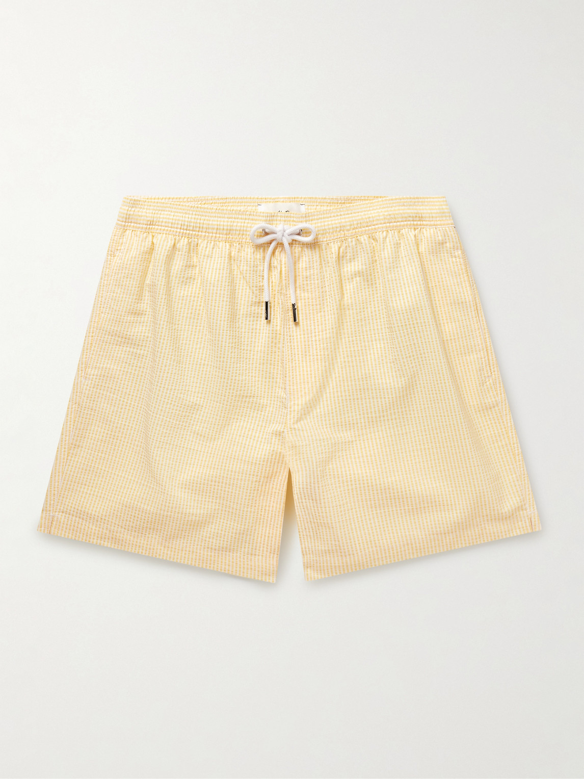 MR P. Straight-Leg Mid-Length Striped Seersucker Swim Shorts - Men