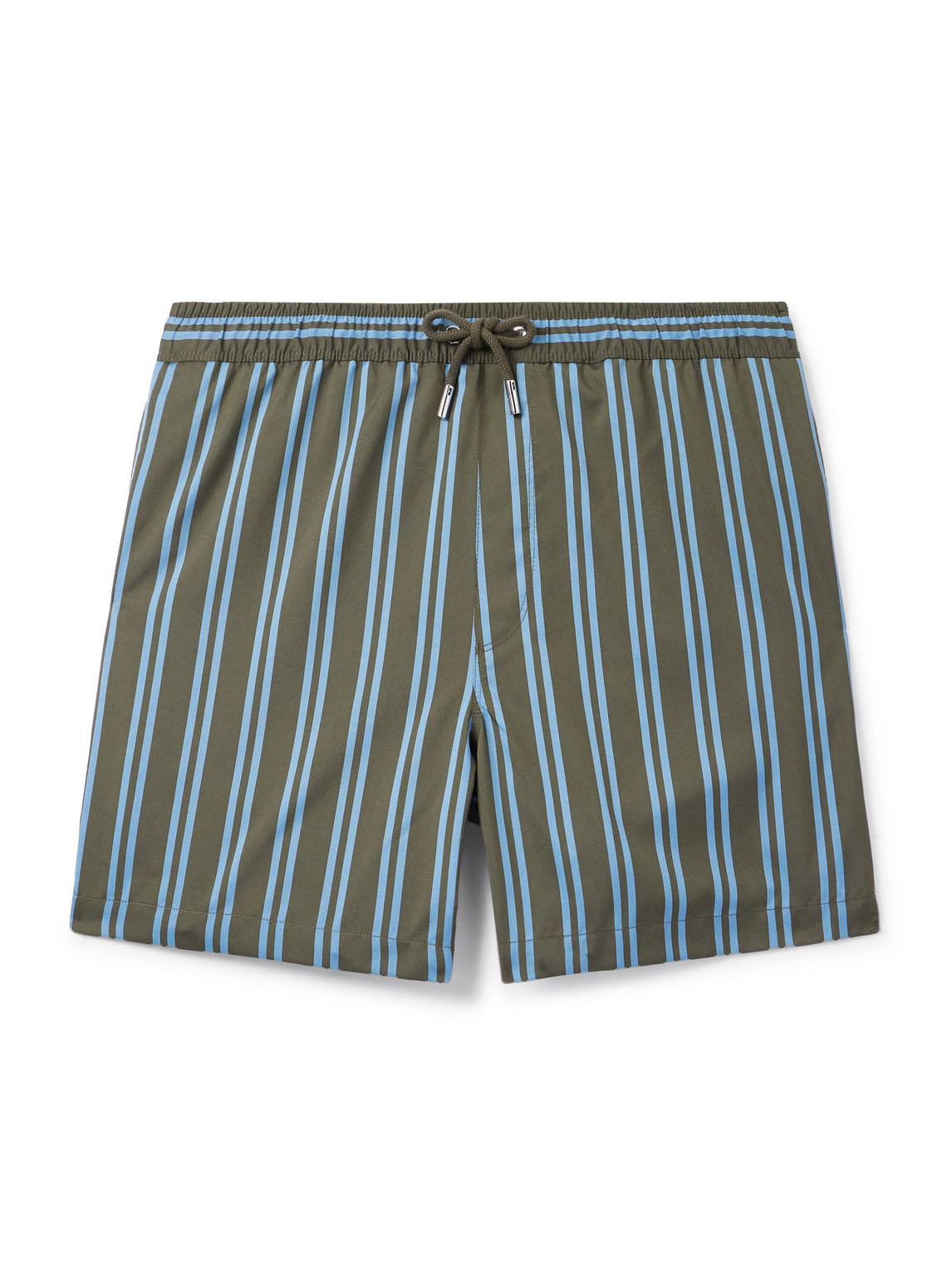 Straight-Leg Mid-Length Striped Swim Shorts