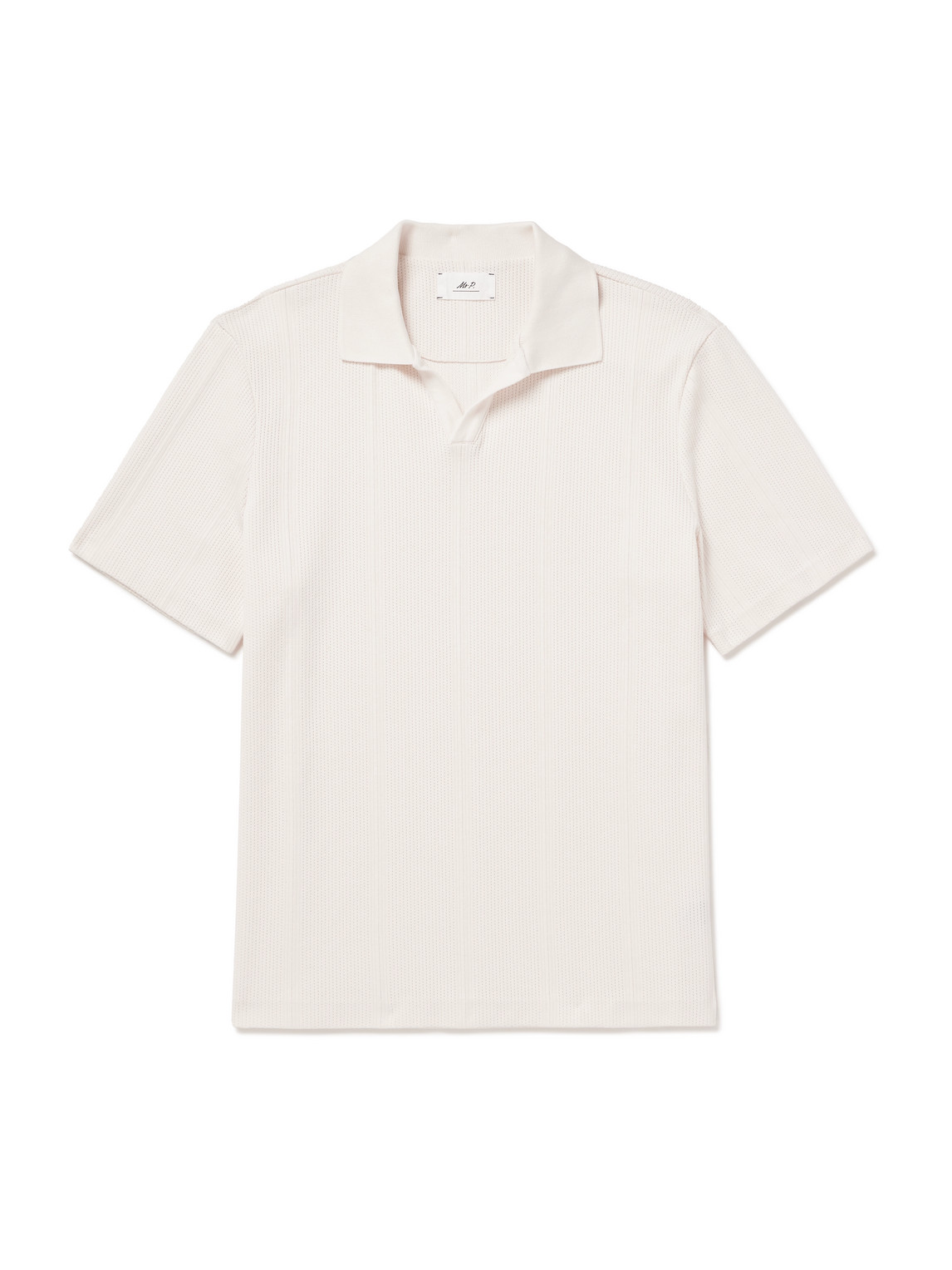 Jonny Open-Collar Pointelle-Knit Cotton Polo Shirt