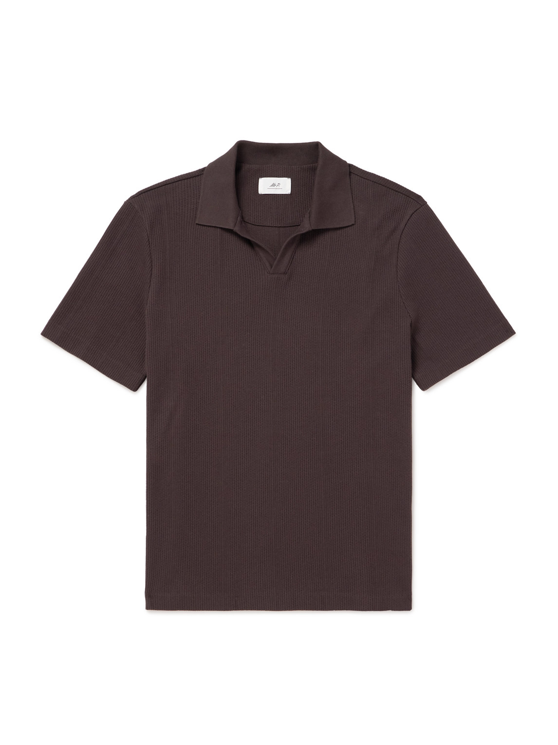 Jonny Open-Collar Pointelle-Knit Cotton Polo Shirt