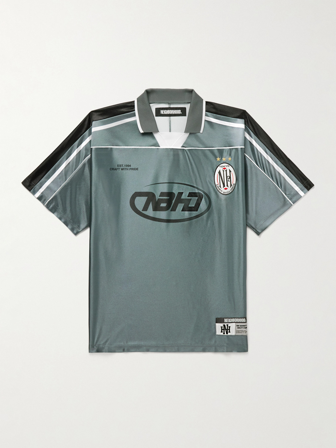 Game Appliquéd Logo-Print Striped Satin Polo Shirt