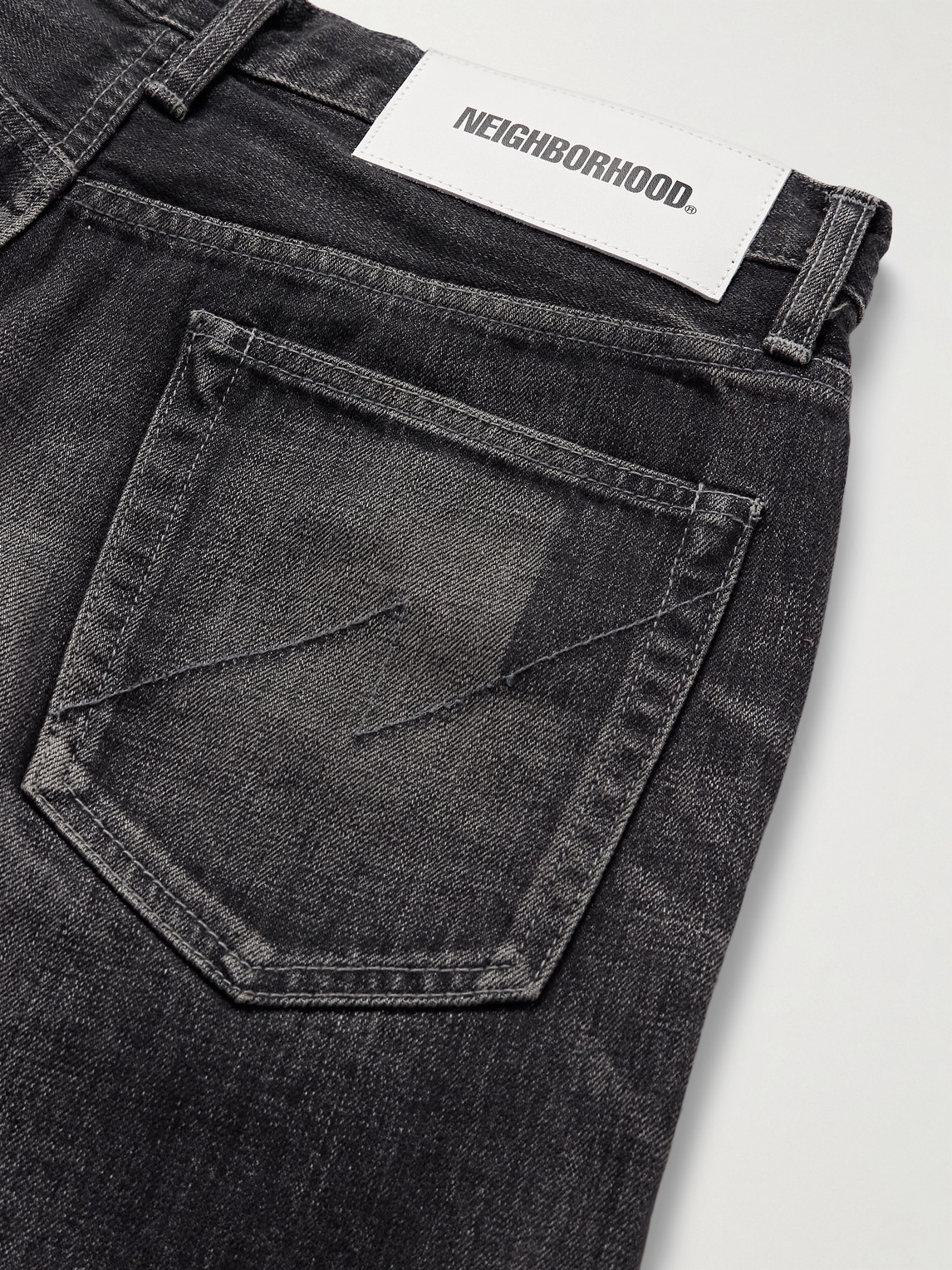 Shop Neighborhood Straight-leg Selvedge Jeans In Black