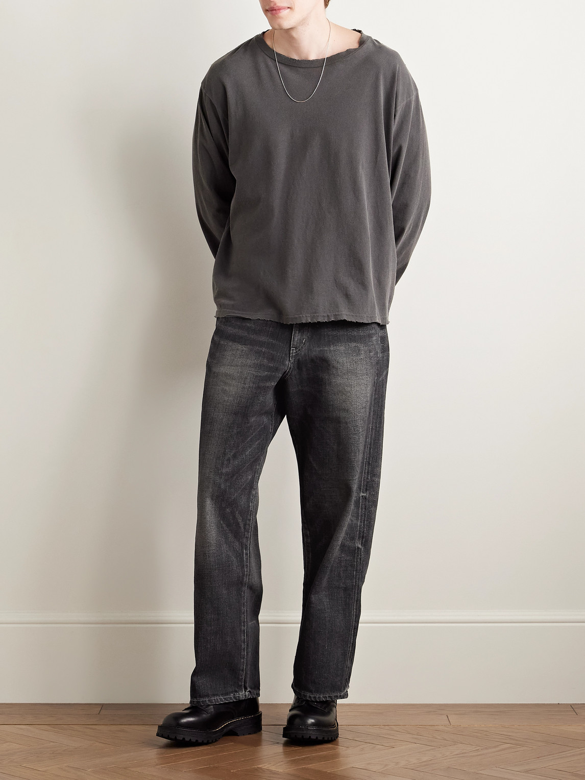 Shop Neighborhood Straight-leg Selvedge Jeans In Black