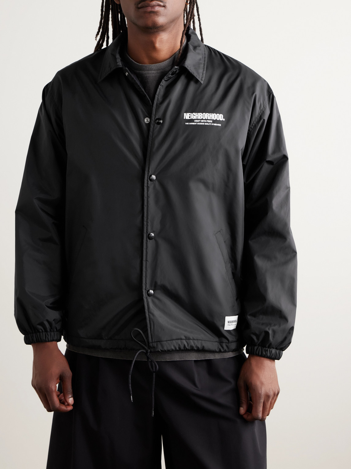 Shop Neighborhood Logo-print Shell Jacket In Black