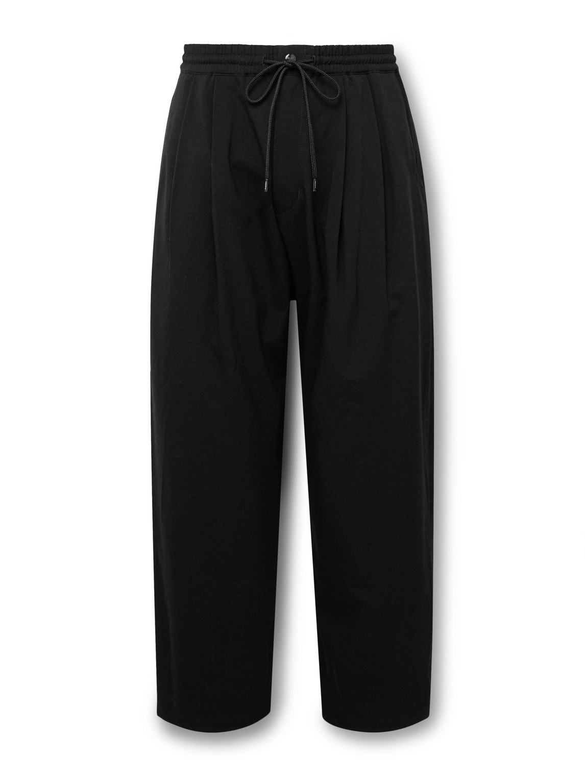 BaggySilhouette Easy Straight-Leg Pleated Crepe Drawstring Trousers