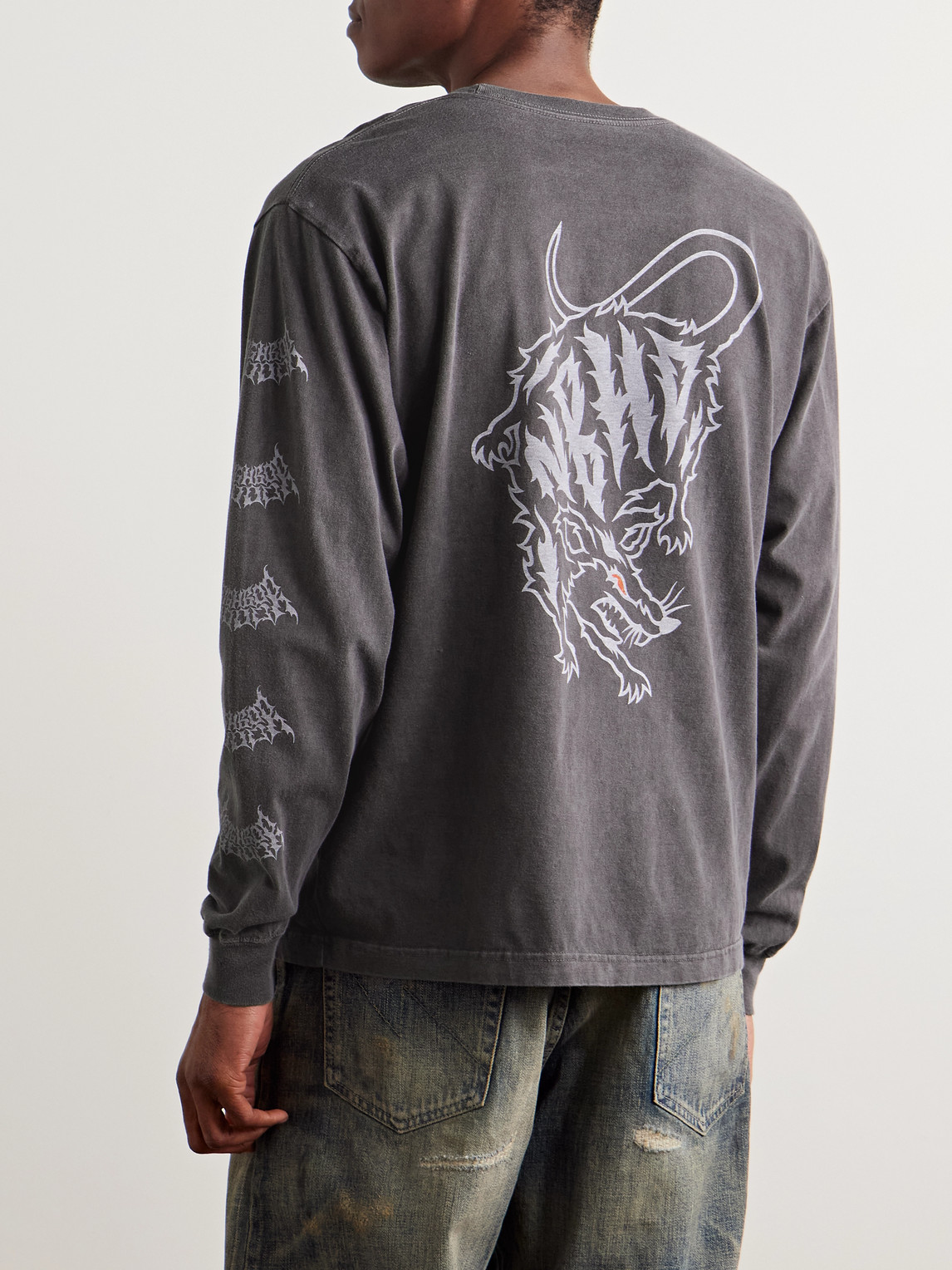 Shop Neighborhood Logo-print Cotton-jersey T-shirt In Gray