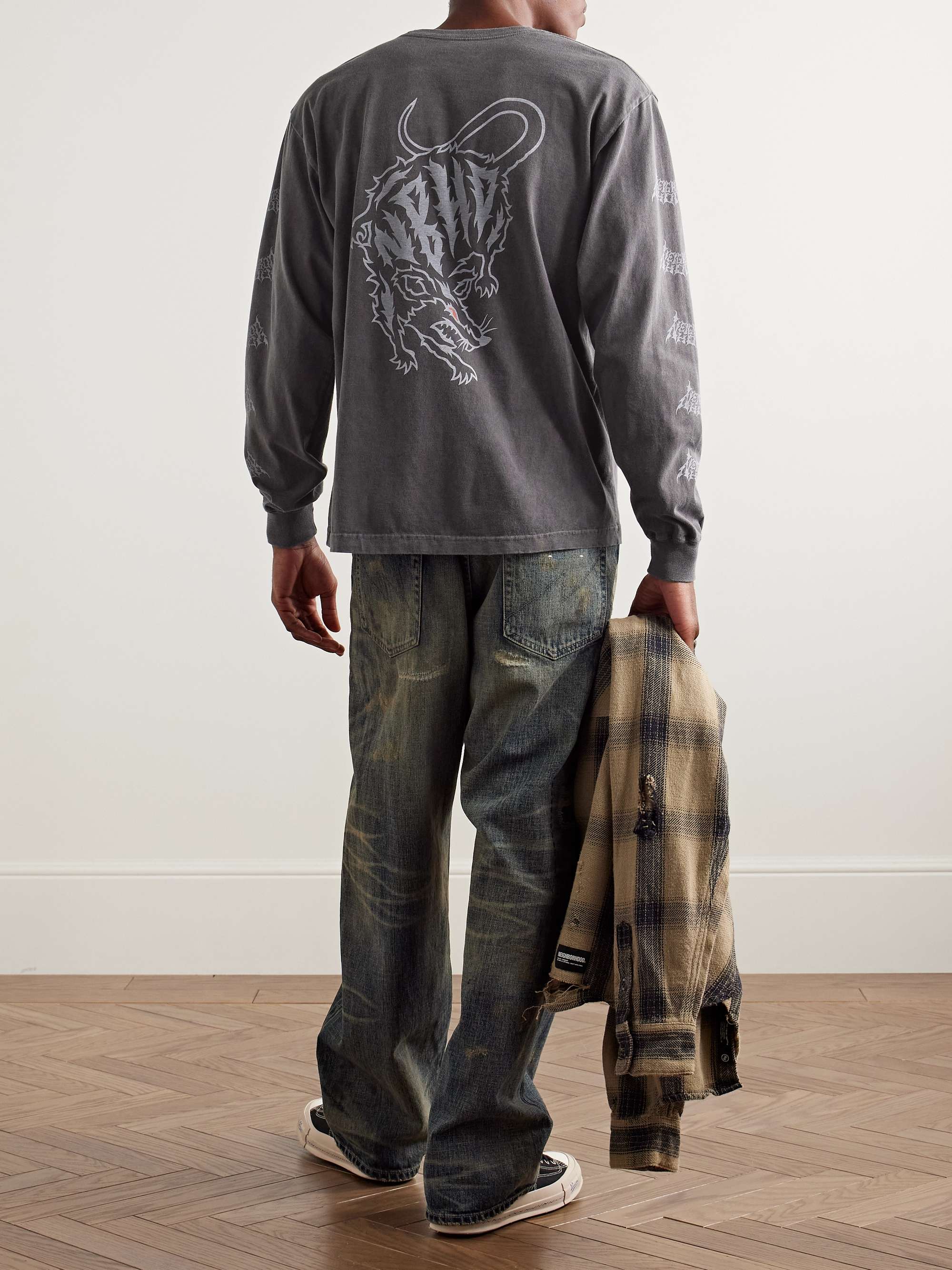NEIGHBORHOOD Savage Wide-Leg Distressed Selvedge Jeans for