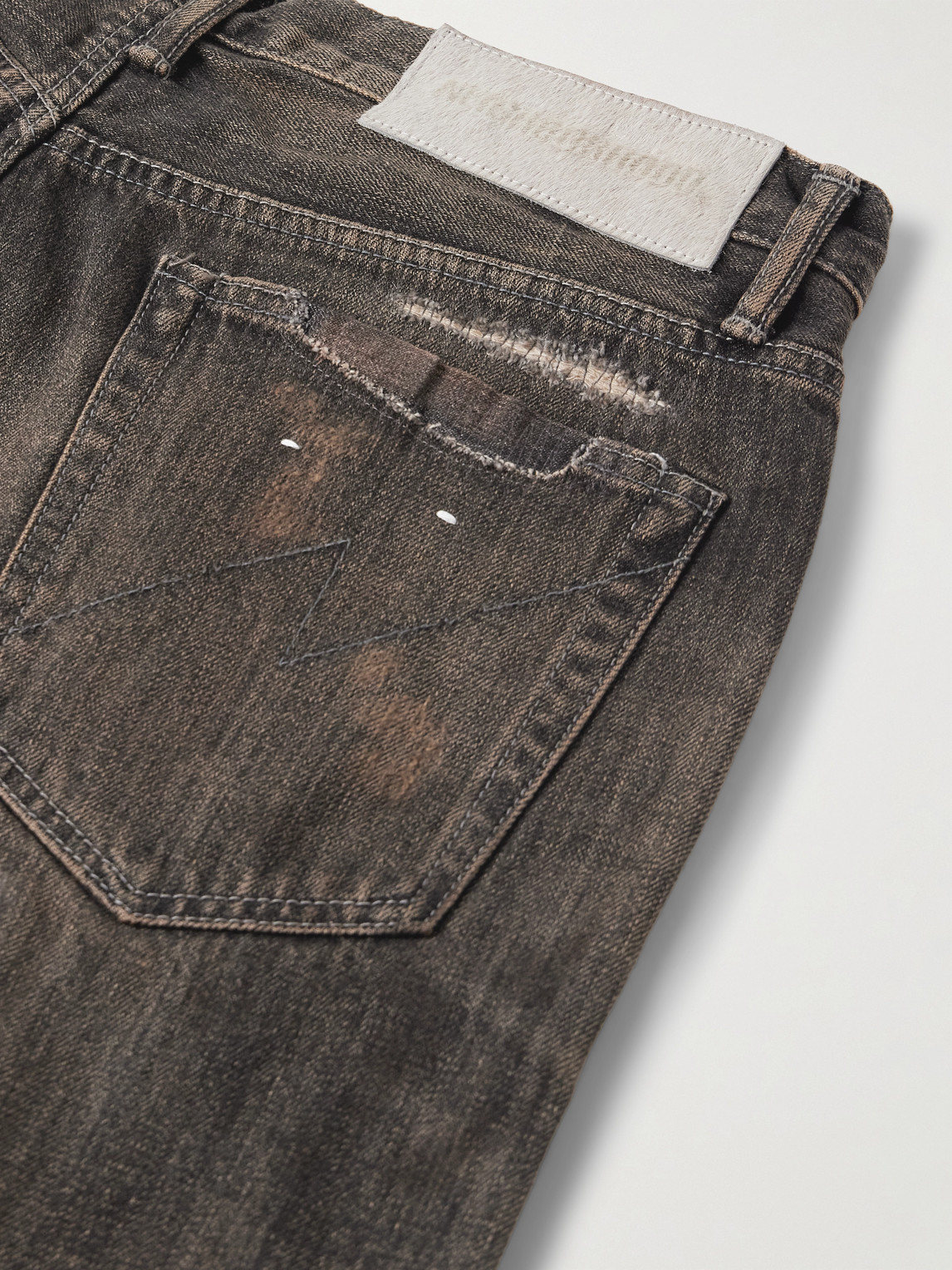 NEIGHBORHOOD SAVAGE WIDE-LEG DISTRESSED SELVEDGE JEANS