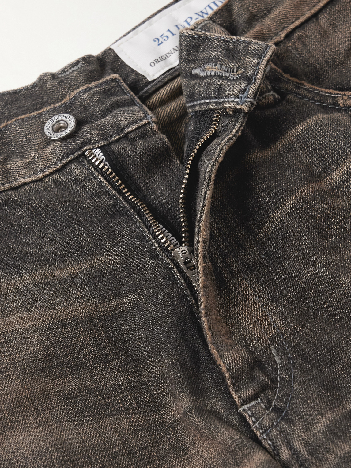 Shop Neighborhood Savage Wide-leg Distressed Selvedge Jeans In Black