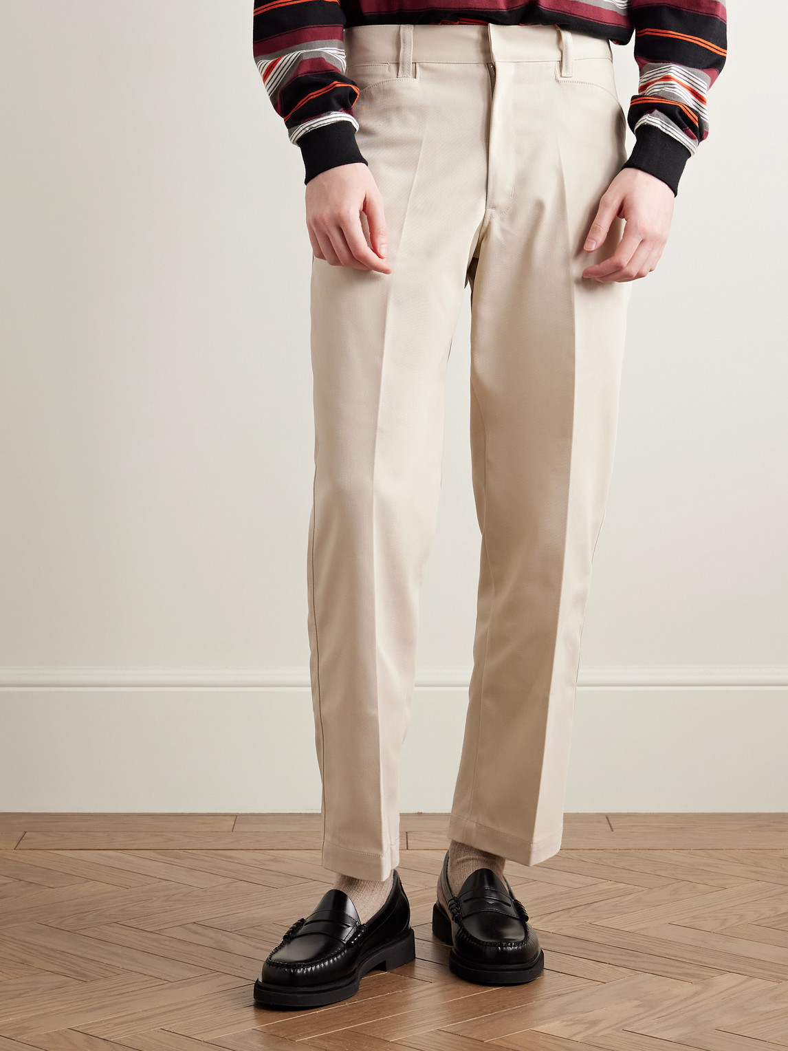 Shop Neighborhood Wp Straight-leg Cropped Twill Trousers In Neutrals