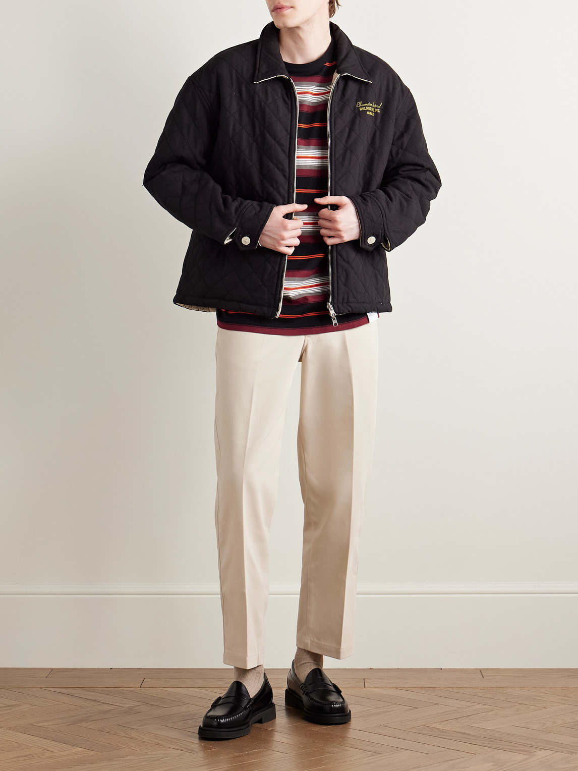 Shop Neighborhood Wp Straight-leg Cropped Twill Trousers In Neutrals