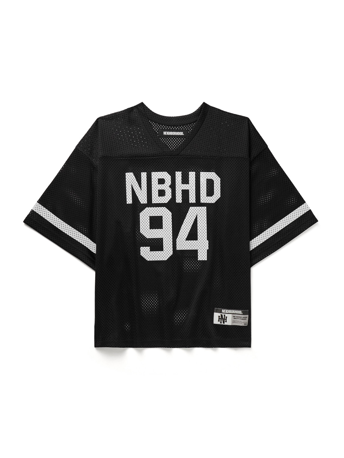 Logo-Print Appliquéd Mesh T-Shirt