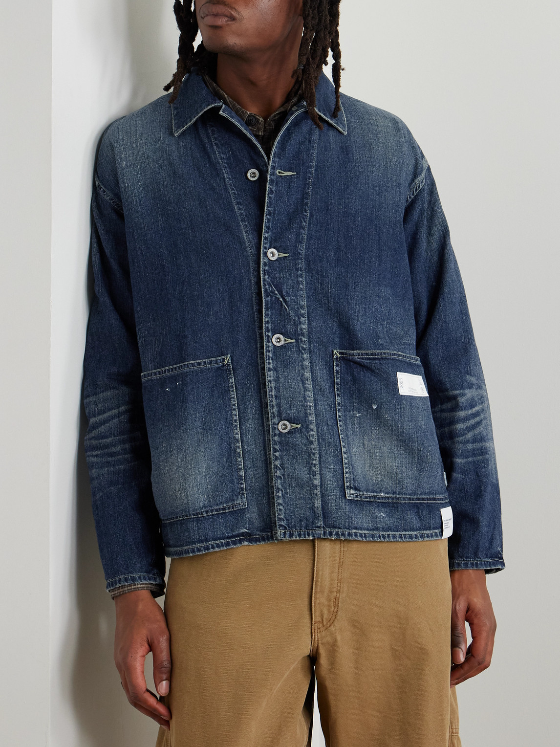 Shop Neighborhood Logo-appliquéd Denim Overshirt