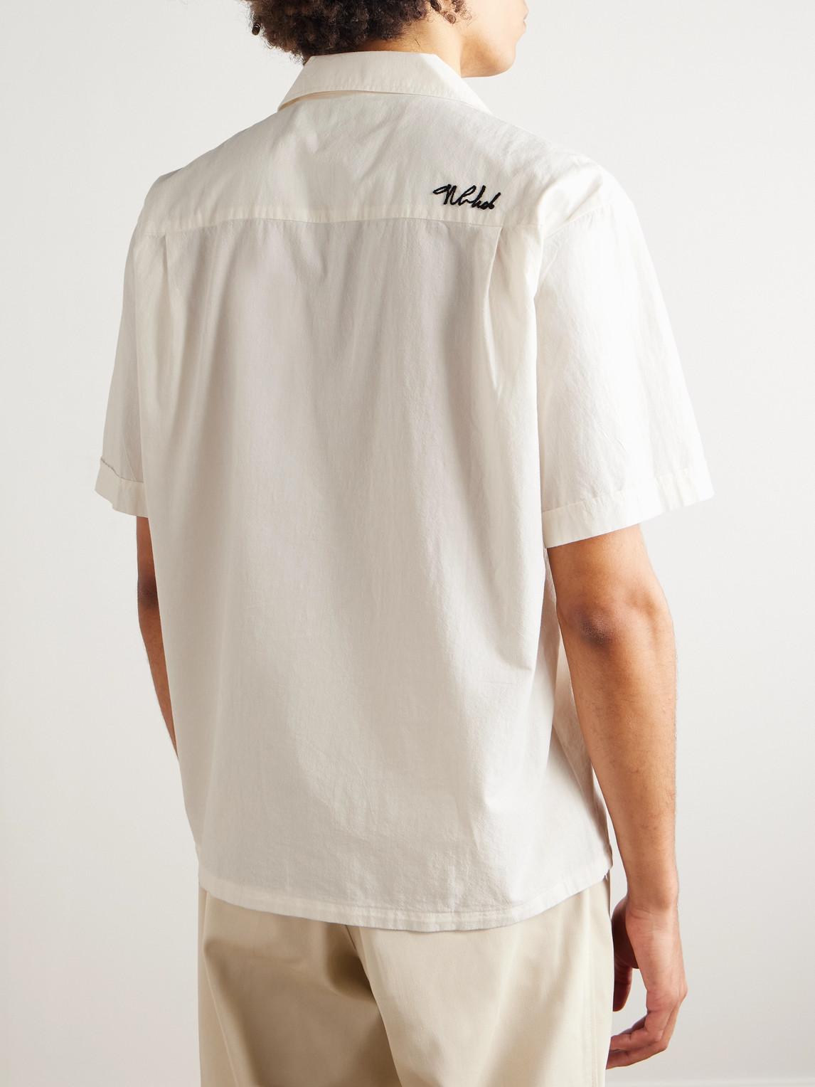 Neighborhood Guayabera Camp-collar Embroidered Pintucked Cotton-poplin Shirt In Neutral