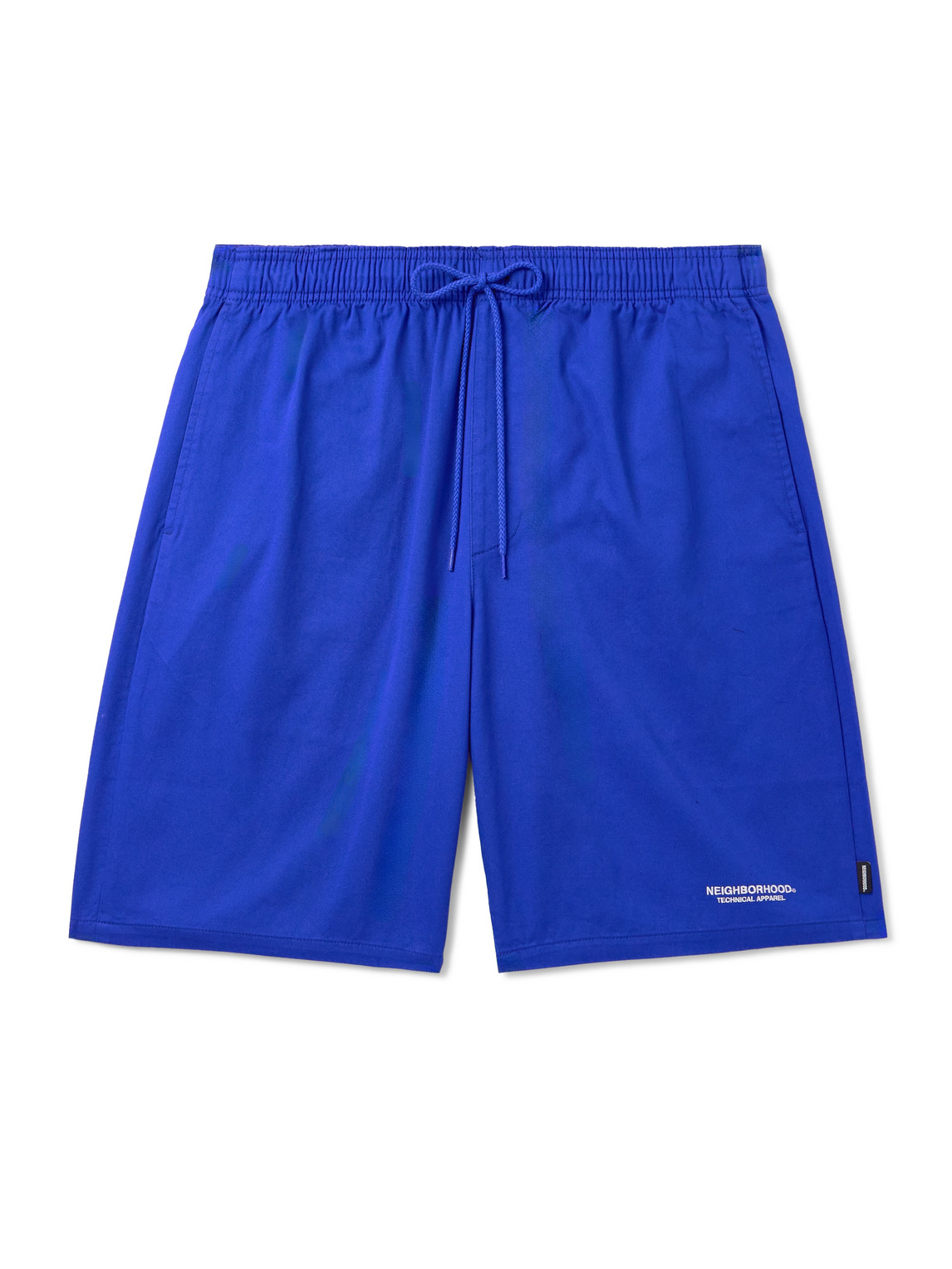 Neighborhood Easy Straight-leg Logo-embroidered Cotton-twill Drawstring Shorts In Blue