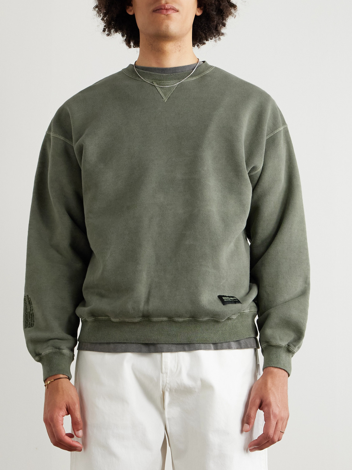 NEIGHBORHOOD LOGO-EMBROIDERED APPLIQUÉD COTTON-JERSEY SWEATSHIRT 