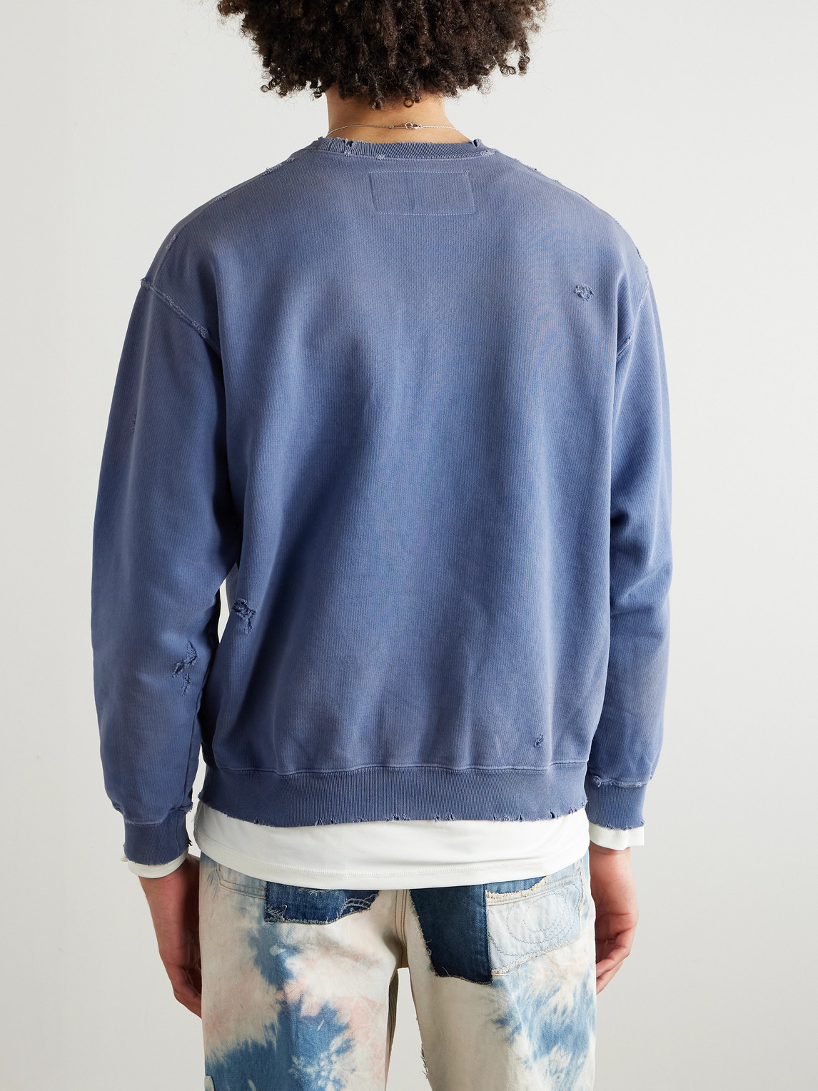 NEIGHBORHOOD SAVAGE PRINTED DISTRESSED COTTON-JERSEY SWEATSHIRT 