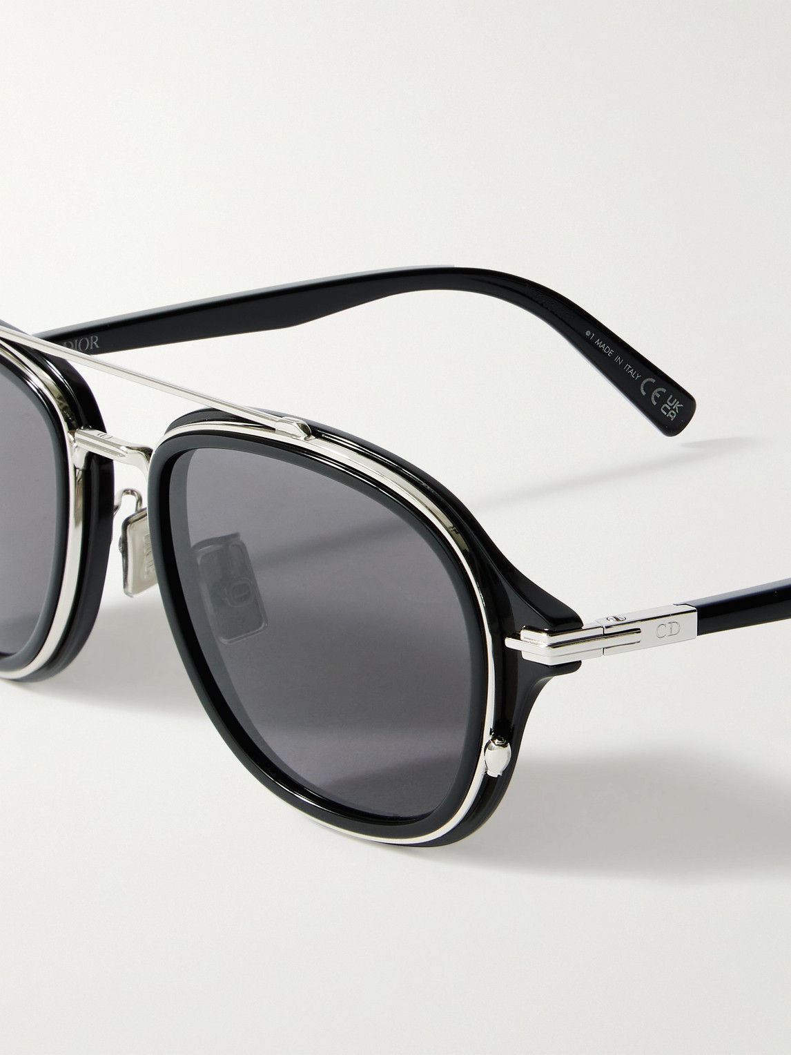 Dior Blacksuit A4u Aviator-style Acetate And Silver-tone Sunglasses In Black