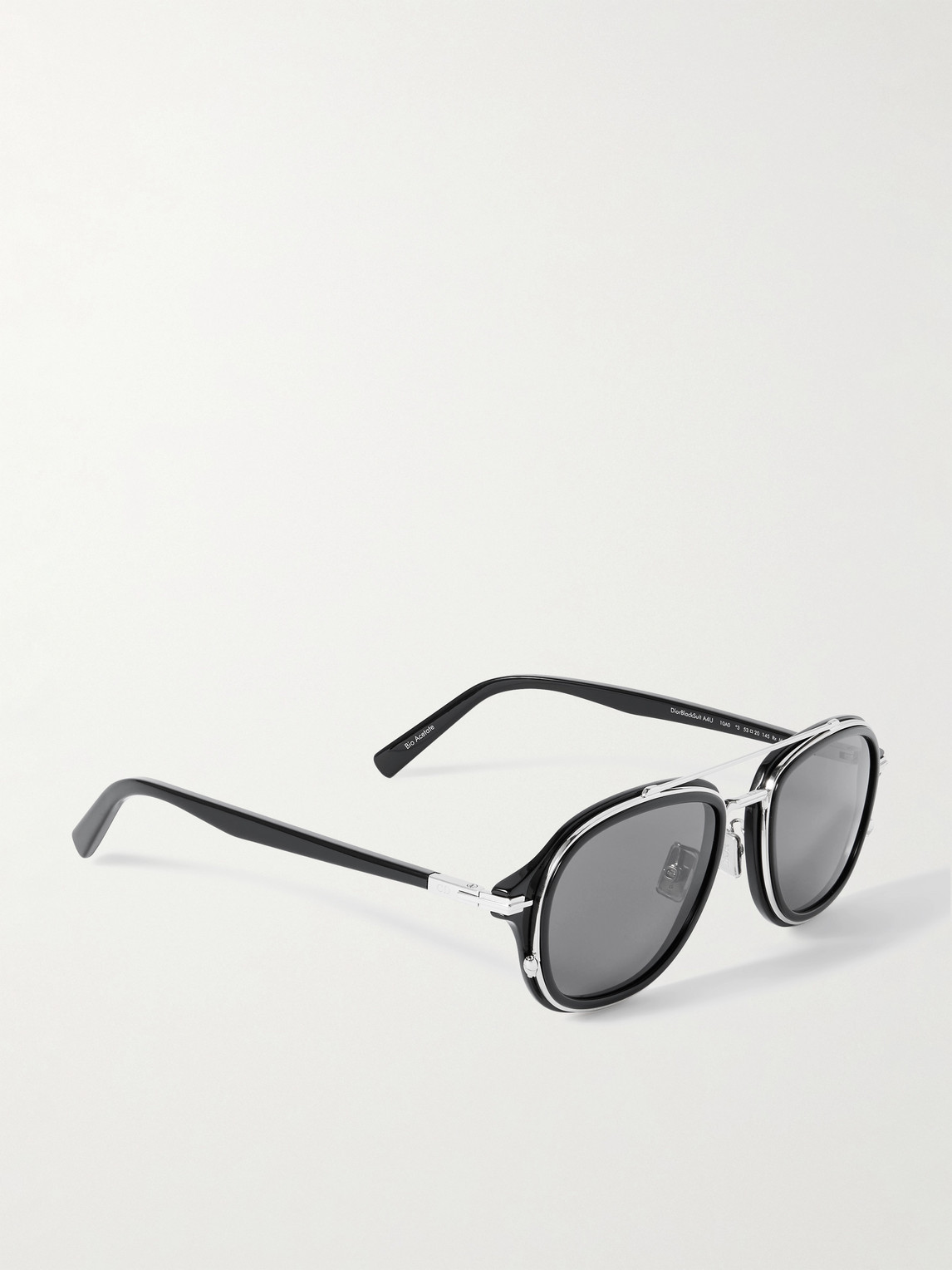 Dior Blacksuit A4u Aviator-style Acetate And Silver-tone Sunglasses In Black