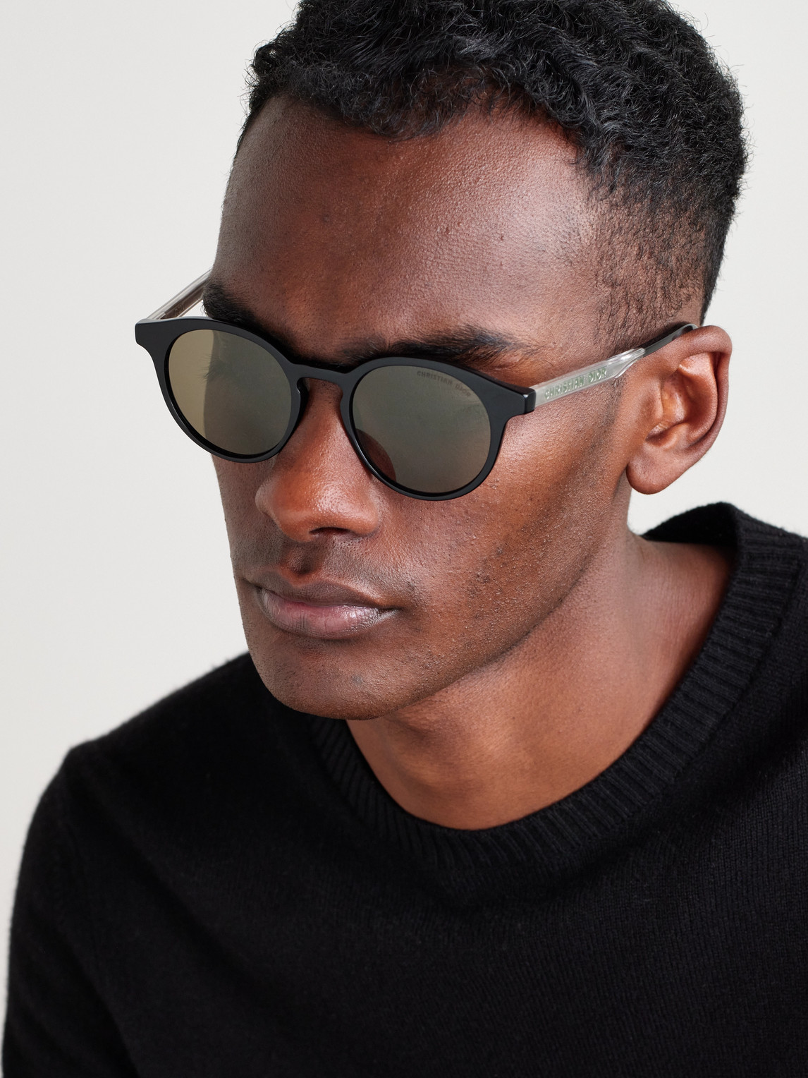 Dior Tag R1i Round-frame Acetate Sunglasses In Black