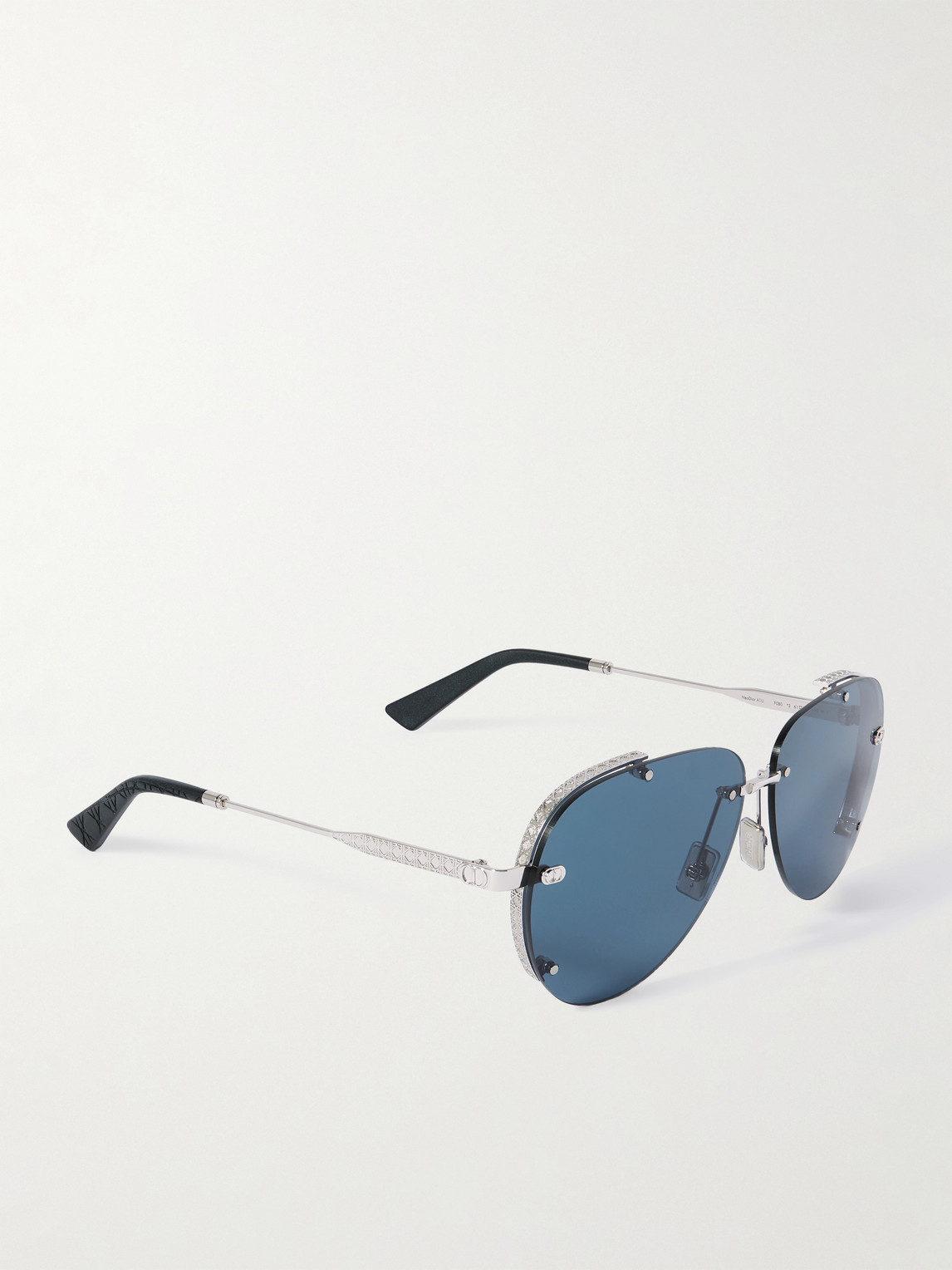 Dior Neo A1u Aviator-style Guilloché Silver-tone Sunglasses In Silver