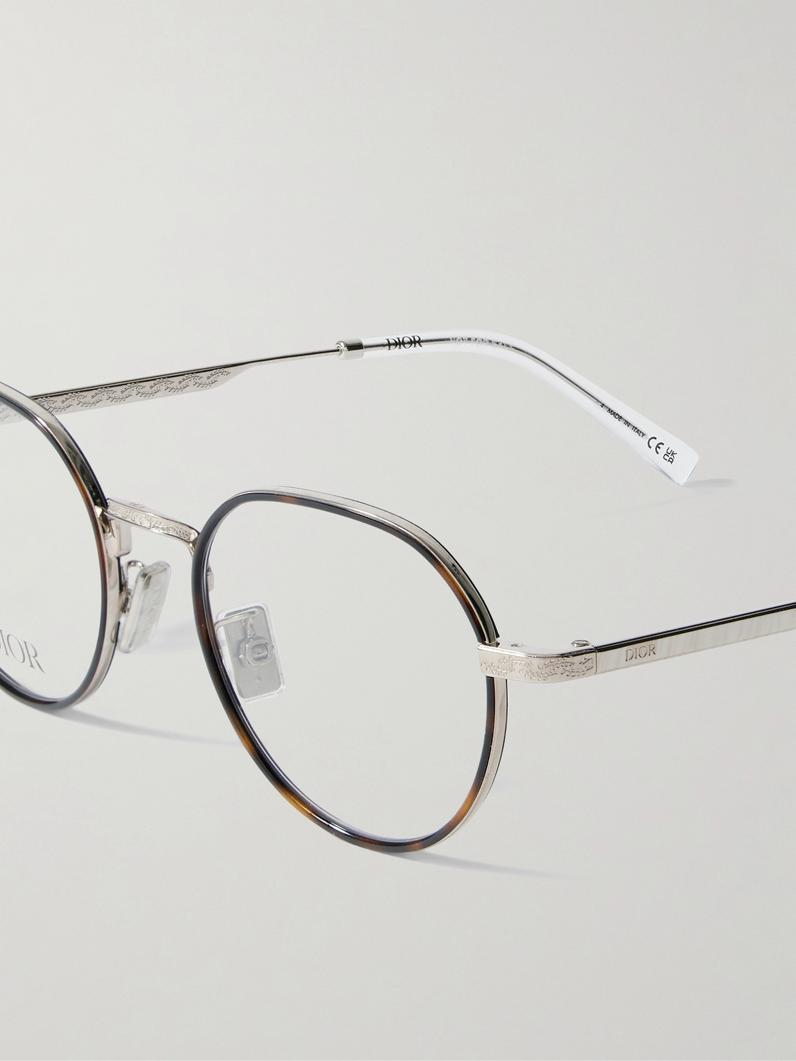 Dior Botanico R2u Round-frame Tortoiseshell Acetate And Silver-tone Metal Optical Glasses