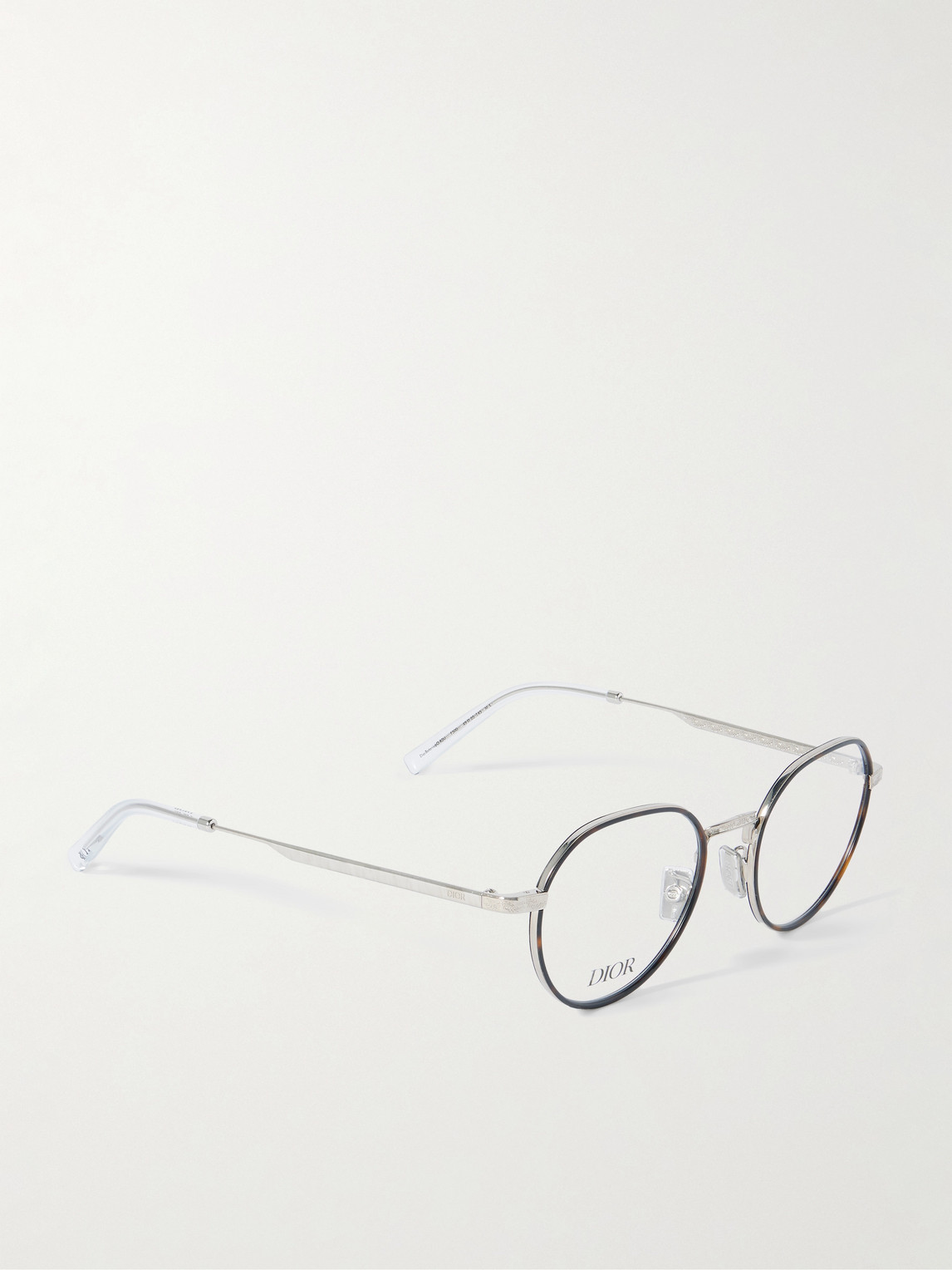 Dior Botanico R2u Round-frame Tortoiseshell Acetate And Silver-tone Metal Optical Glasses