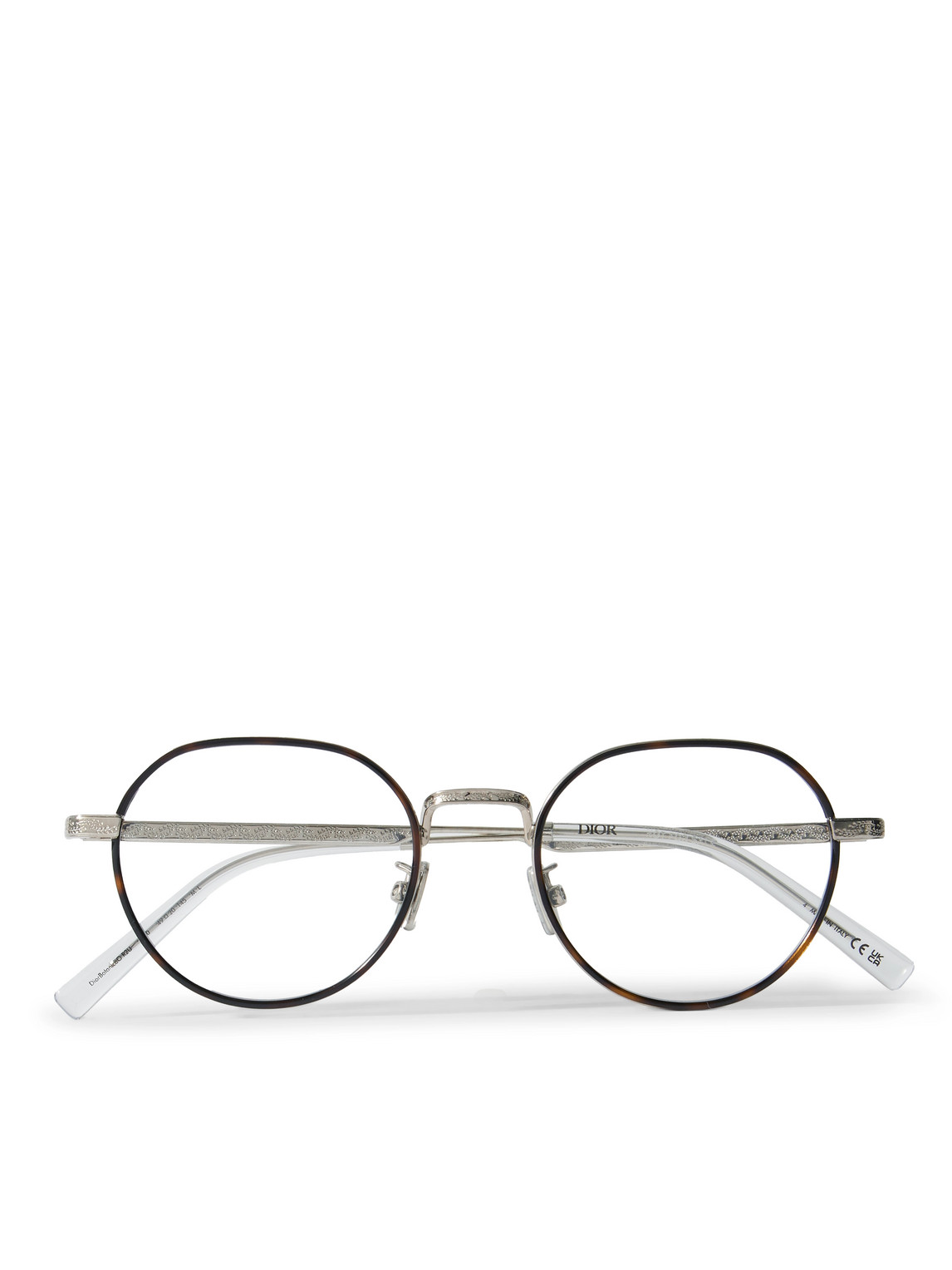 Dior Botanico R2u Round-frame Tortoiseshell Acetate And Silver-tone Metal Optical Glasses