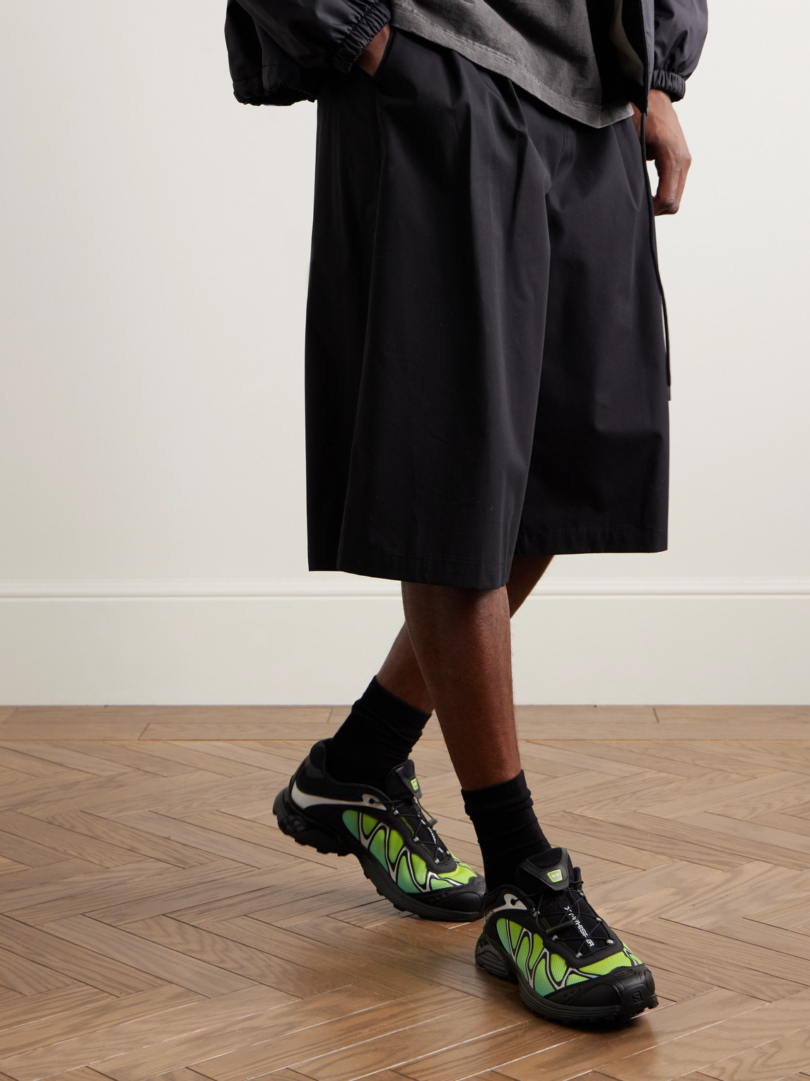 Salomon Xt-whisper Rubber-trimmed Mesh Sneakers In Black