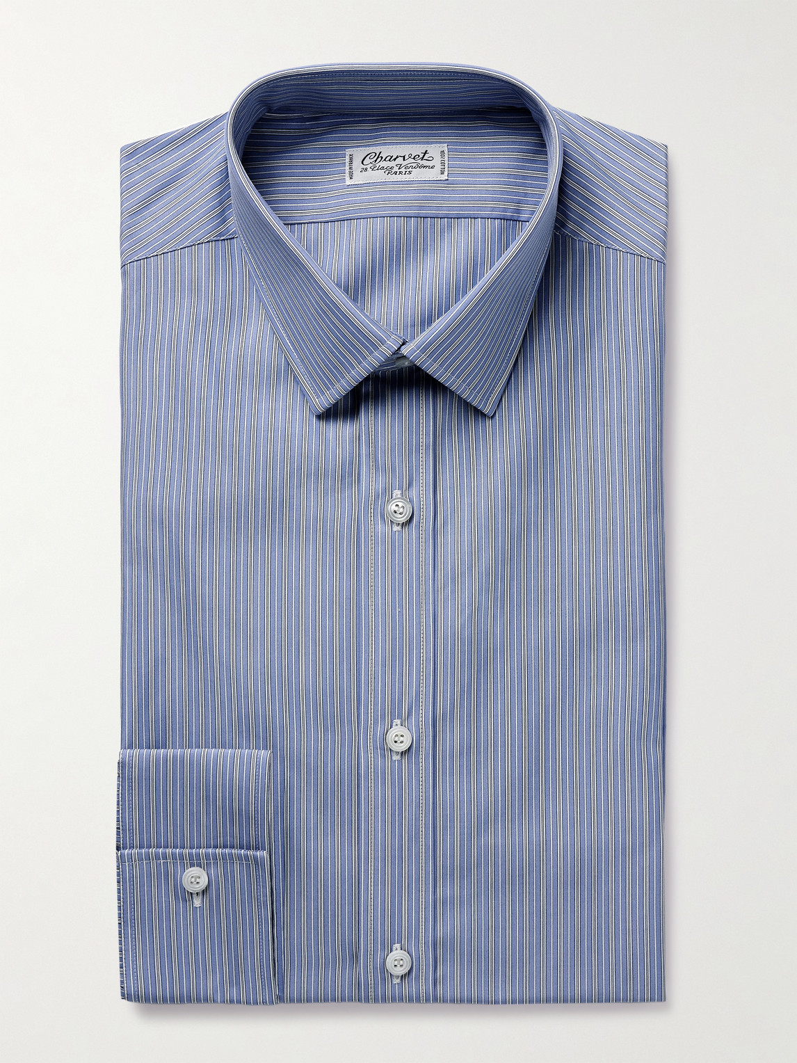 Charvet Striped Cotton-poplin Shirt In Blue