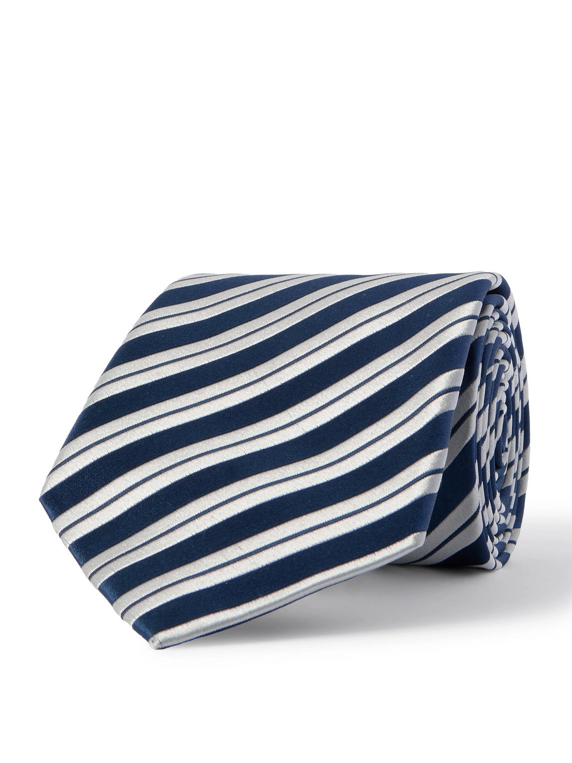 Charvet 8.5cm Classic Striped Silk Tie In Blue