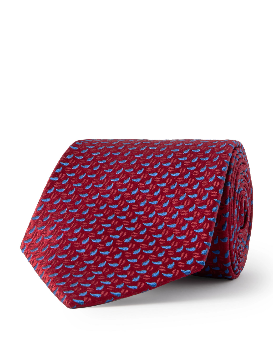 Charvet 8.5cm Embroidered Silk-twill Tie In Red