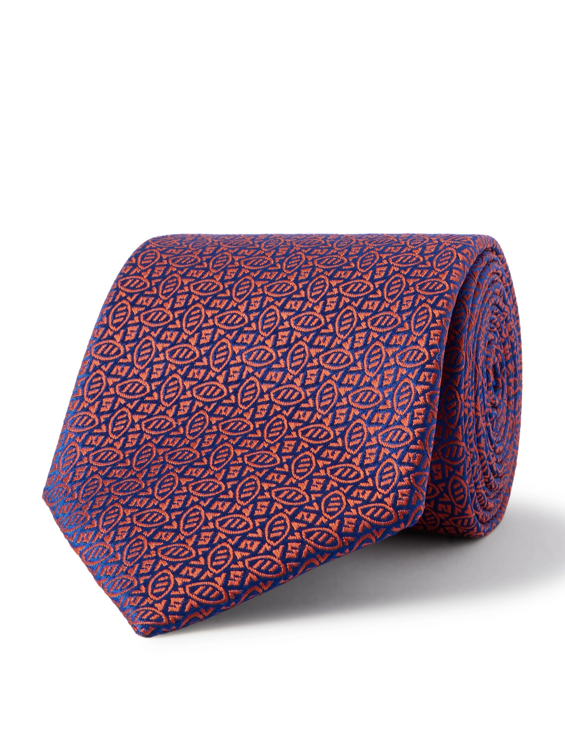 Charvet 8.5cm Silk-jacquard Tie In Orange