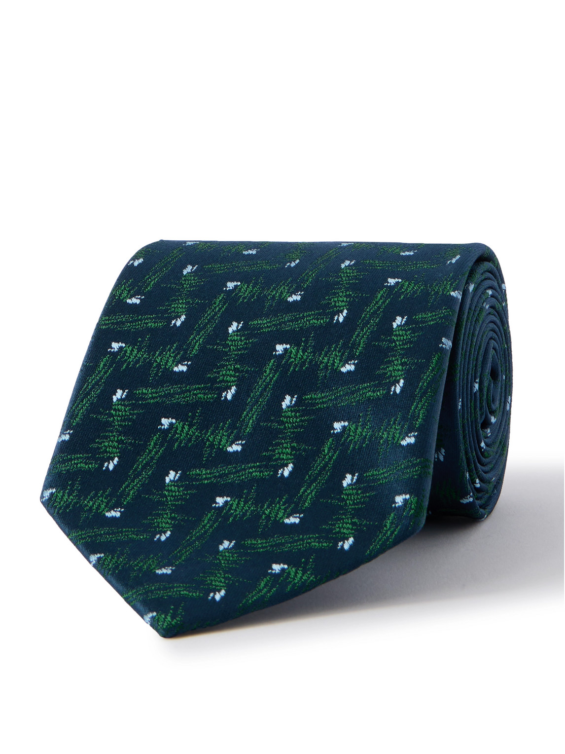 Charvet 8.5cm Embroidered Silk Tie In Green