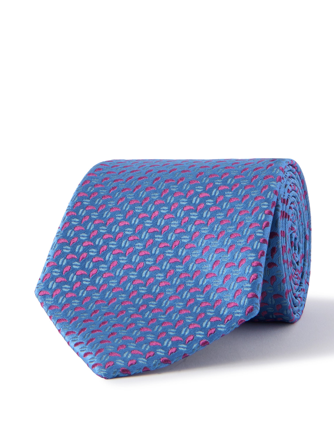 Charvet 8.5cm Embroidered Silk-twill Tie In Blue