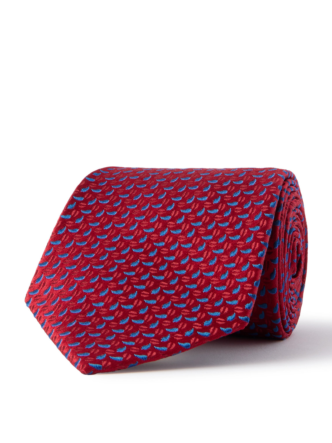 Charvet 8.5cm Embroidered Silk-twill Tie In Red