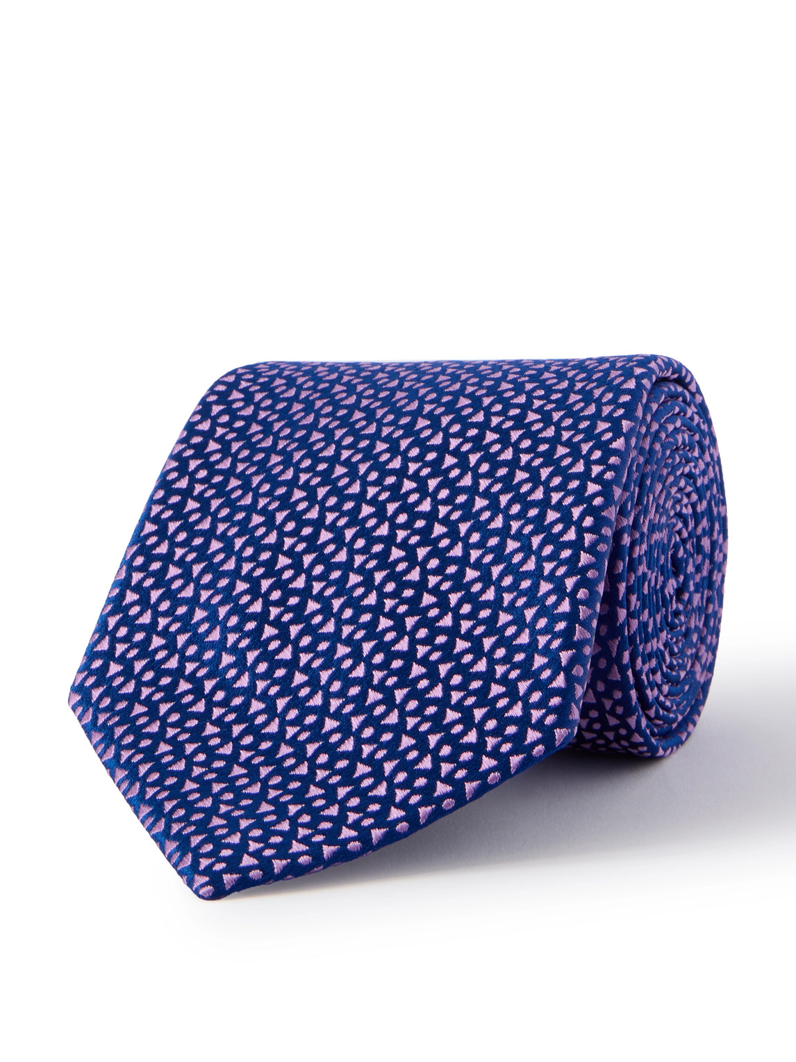 Charvet 8.5cm Embroidered Silk-twill Tie In Blue