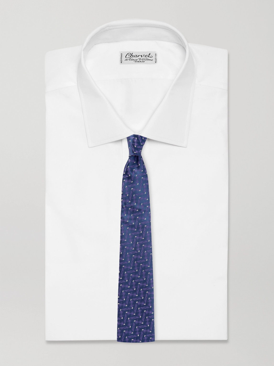 Charvet 8.5cm Embroidered Silk Tie In Purple