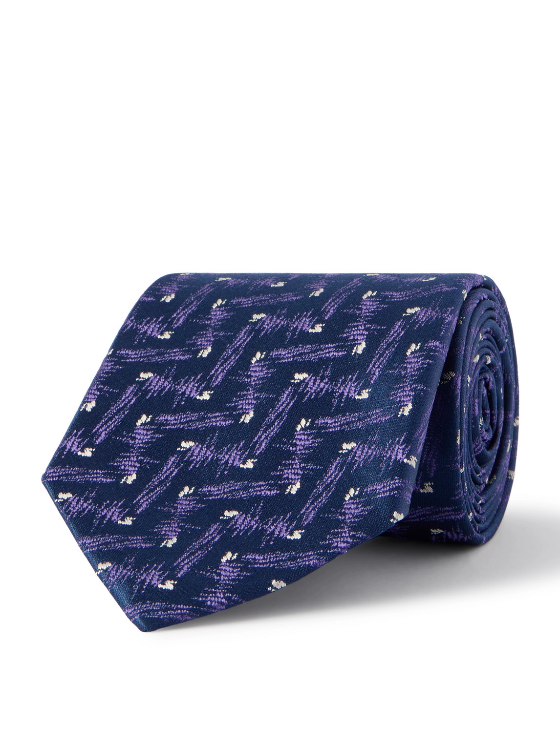 Charvet 8.5cm Embroidered Silk Tie In Purple