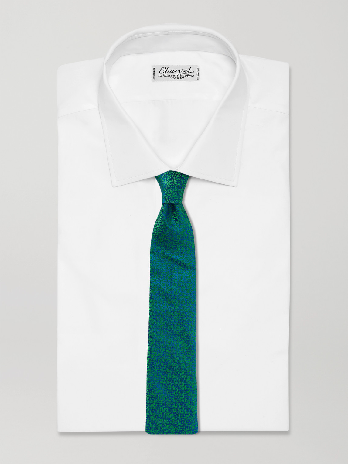 Charvet 8.5cm Silk-jacquard Tie In Green