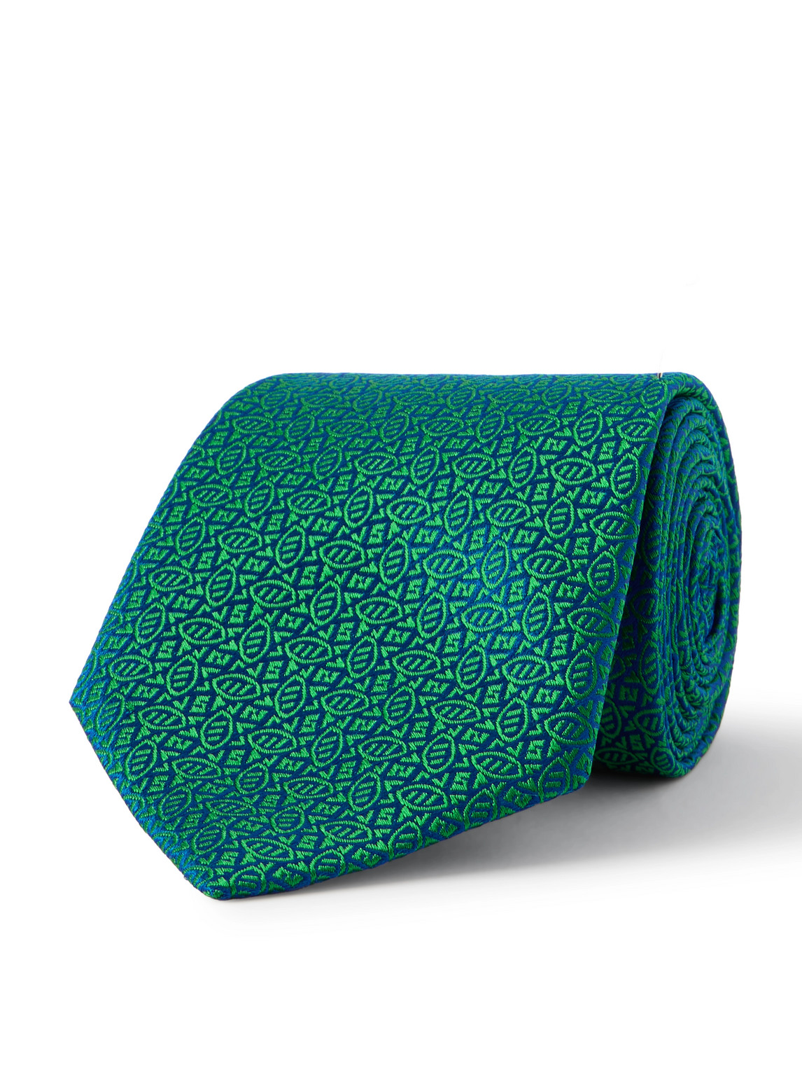 Charvet 8.5cm Silk-jacquard Tie In Green