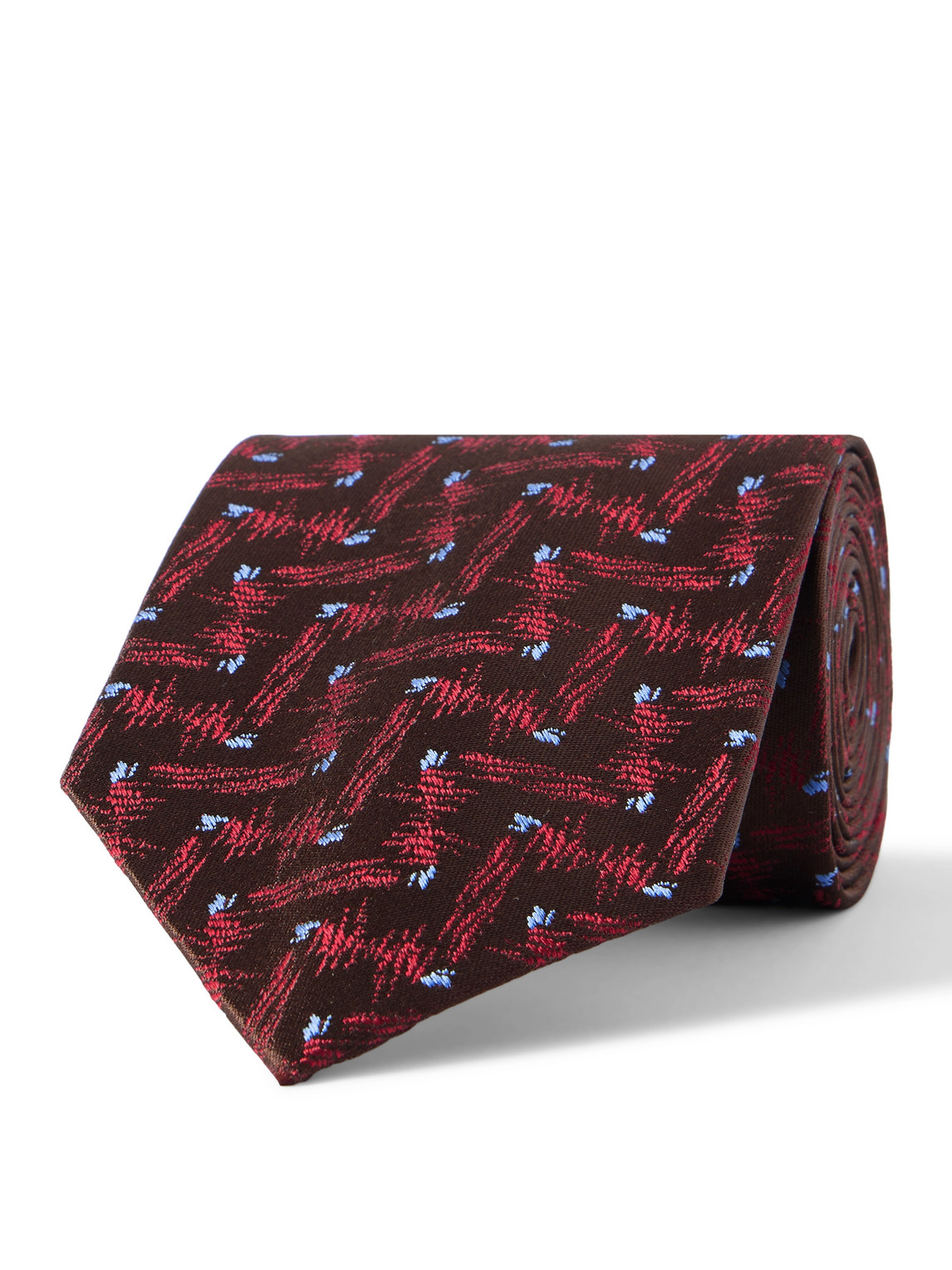Charvet 8.5cm Embroidered Silk Tie In Brown