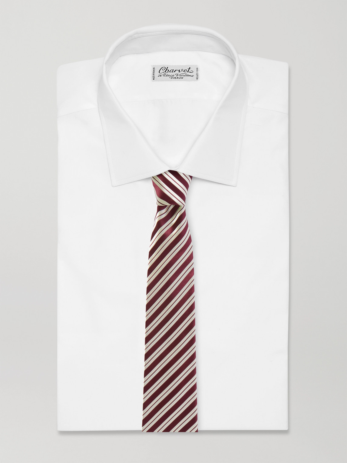 Charvet 8.5cm Classic Striped Silk Tie In Red