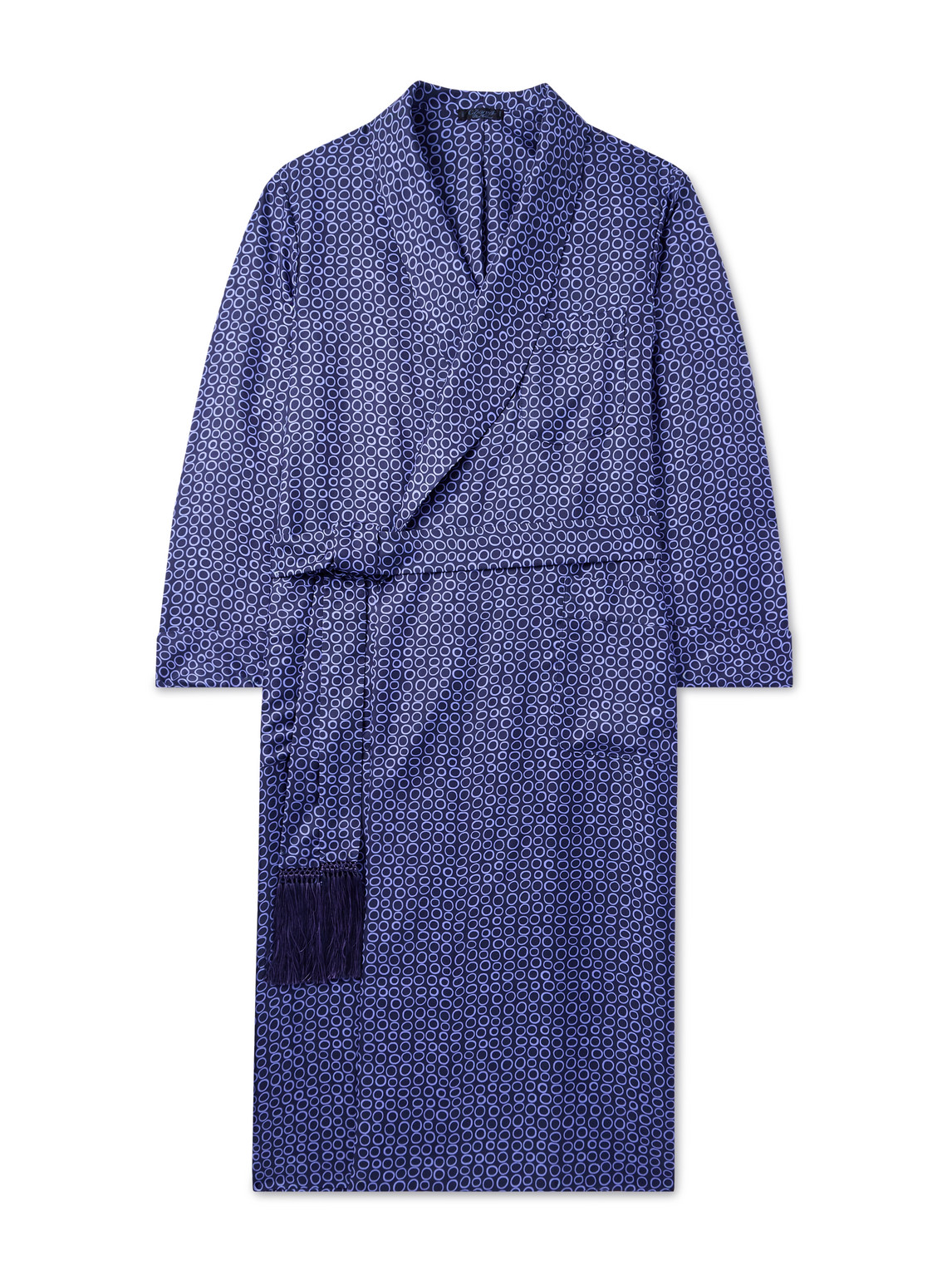 Charvet Belted Printed Silk-twill Robe In Purple