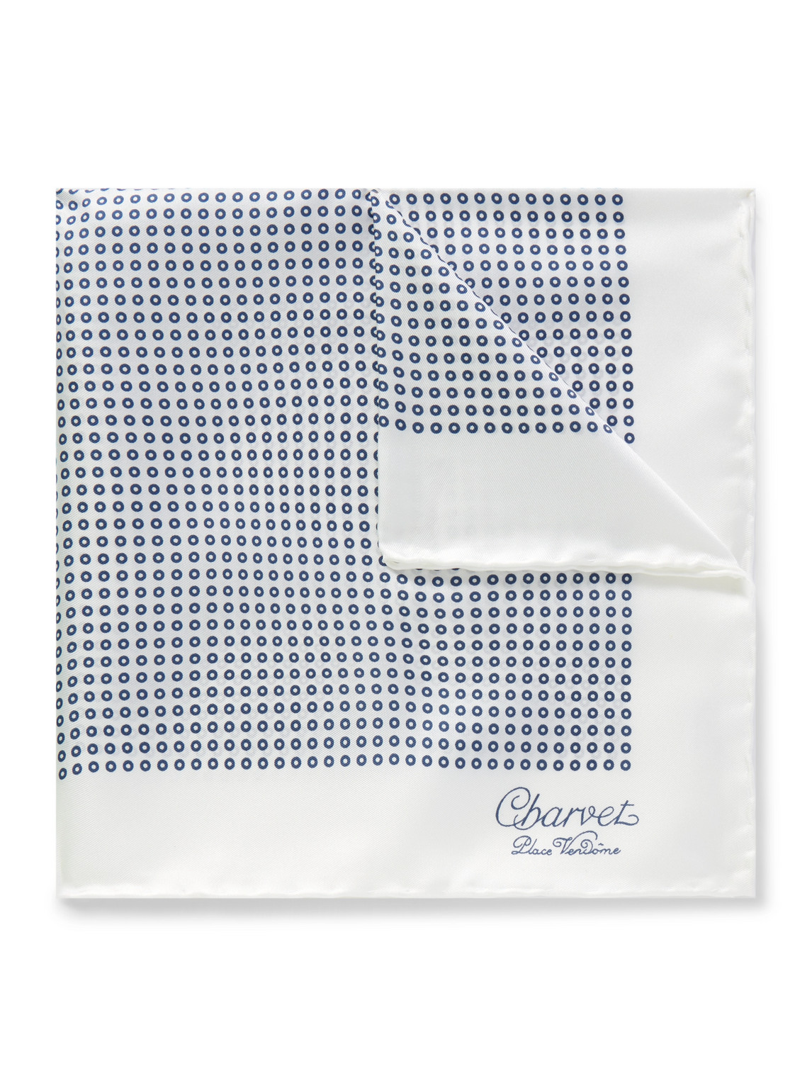 Charvet Printed Silk-twill Pocket Square In White