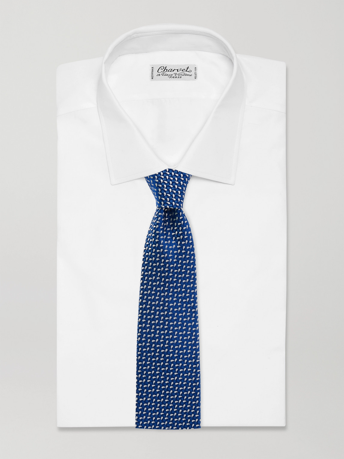 Charvet 8.5cm Embroidered Silk-twill Tie In Blue